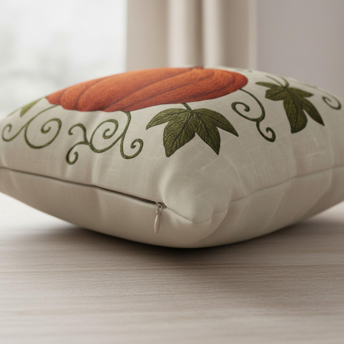 Decorative Farmhouse Pillowcase, 100% Faux Suede Double-Sided Pumpkin Print, Four Sizes