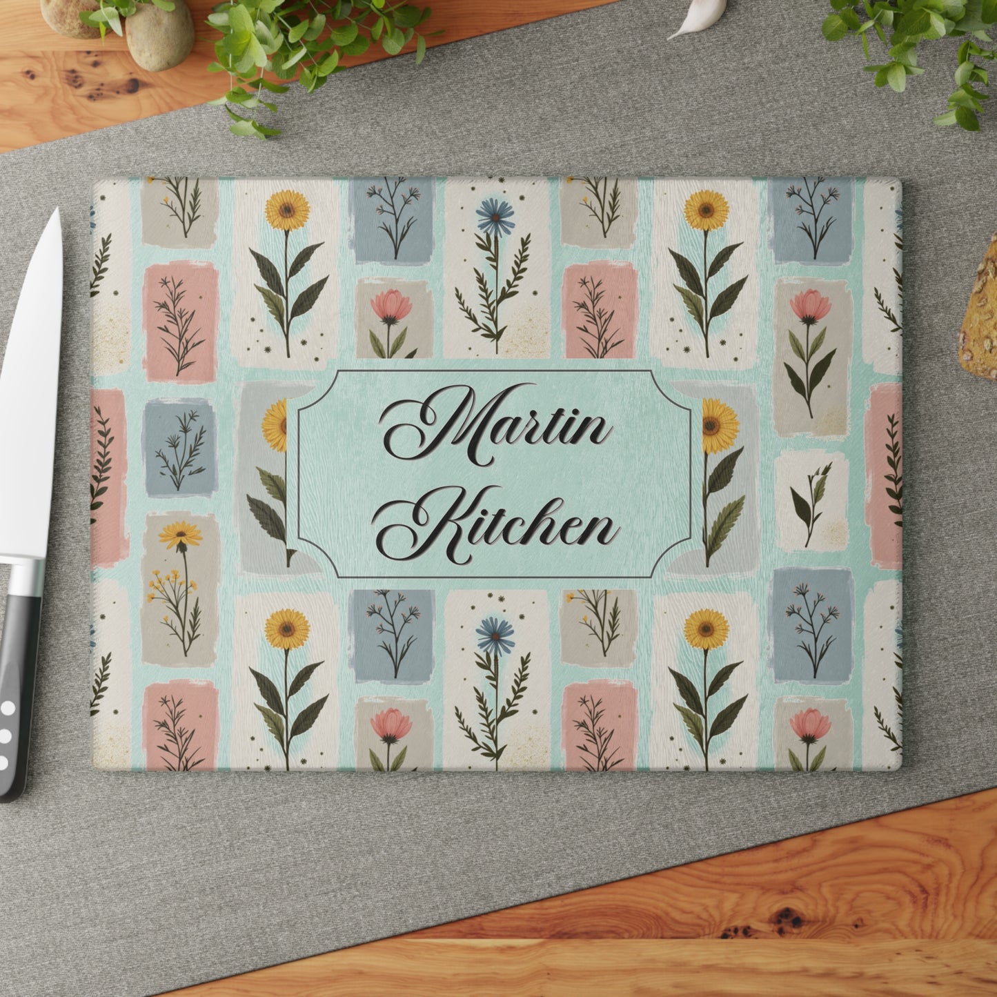 Personalized Name Glass Cutting Board | Custom Engraved Cutting Board