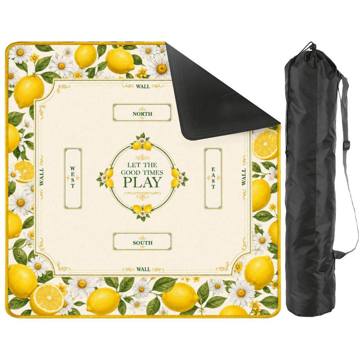 Lemon Mahjong Mat | Vibrant Floral Game Board, Durable Polyester Surface