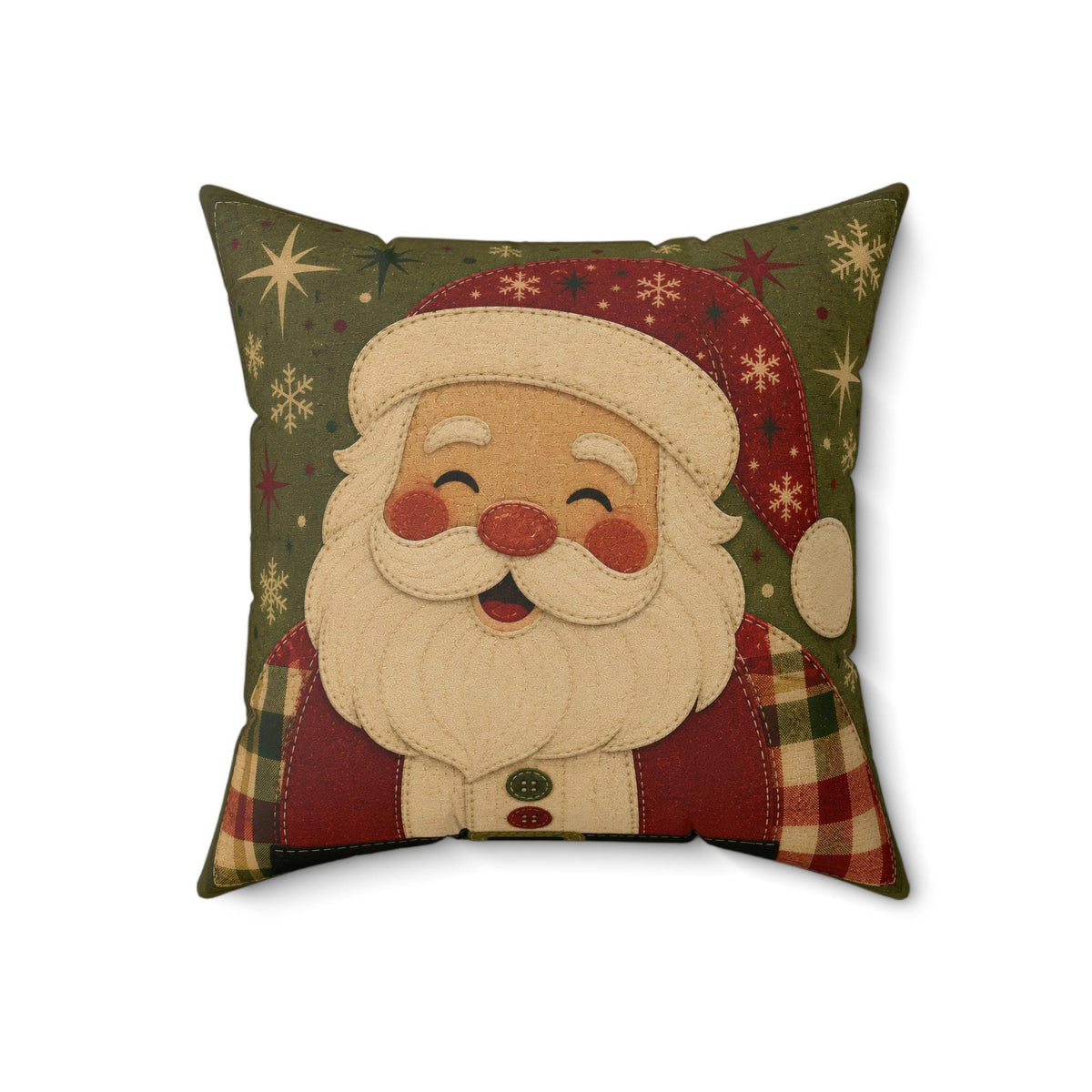 Vintage Santa Pillow, Double-Sided Faux Suede Cover, Four Sizes