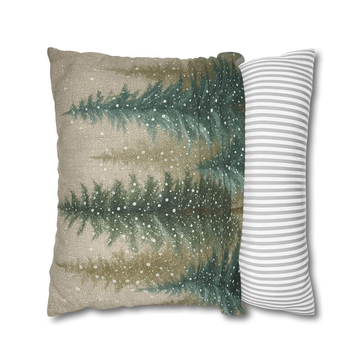 Nature Pillow Cover, Faux Suede Woodland Forest Cushion Double-Sided Pine Trees