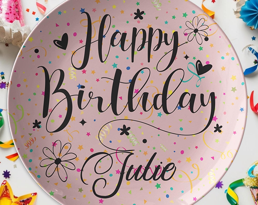 Custom Pink Birthday Plate