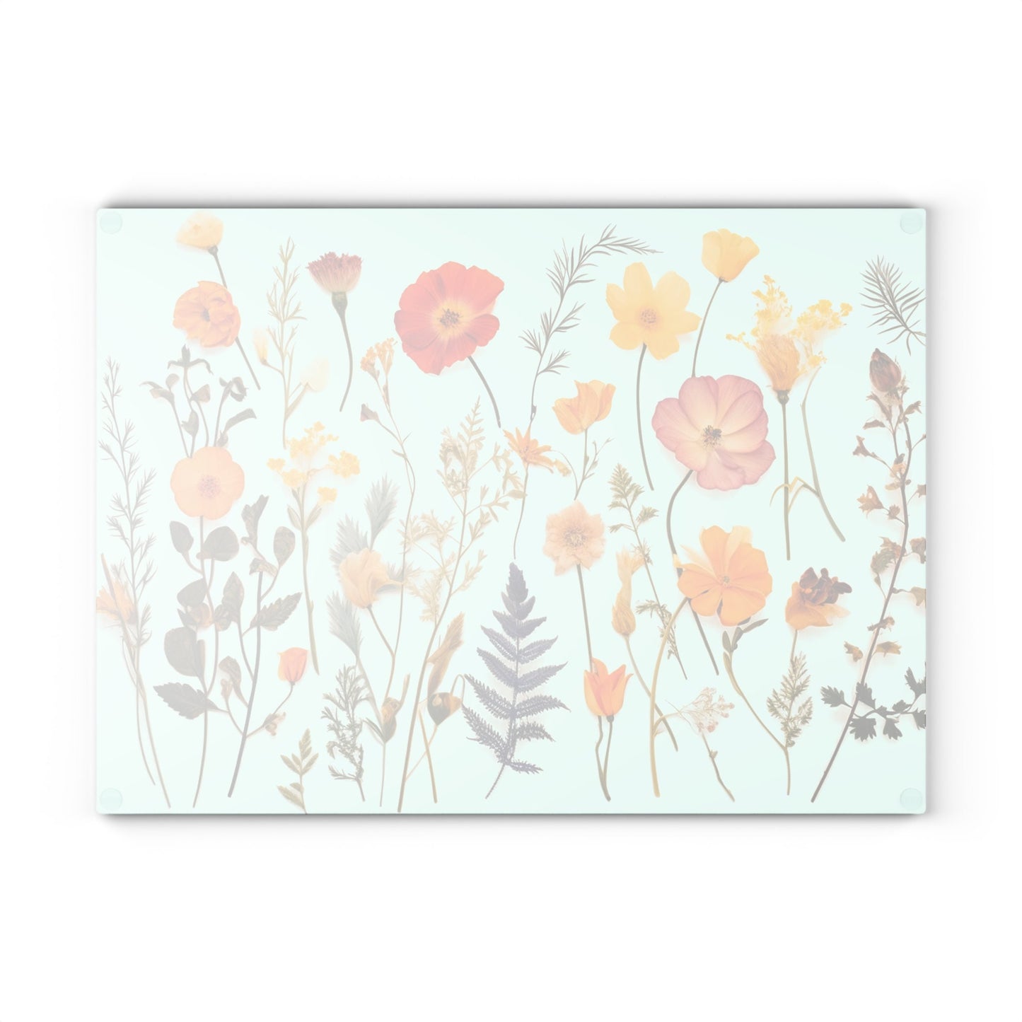 Wildflower Glass Cutting Board: Tempered Glass Kitchen Decor