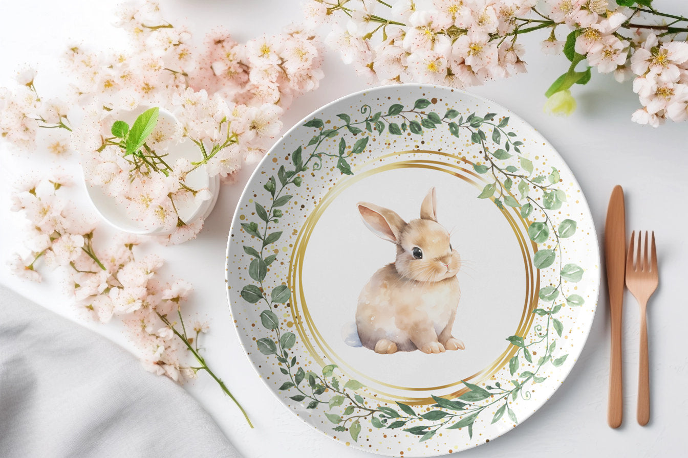 Easter Dinner Plate, Charming Retro Rabbit Lunch Plates - Ideal for Holiday Dining