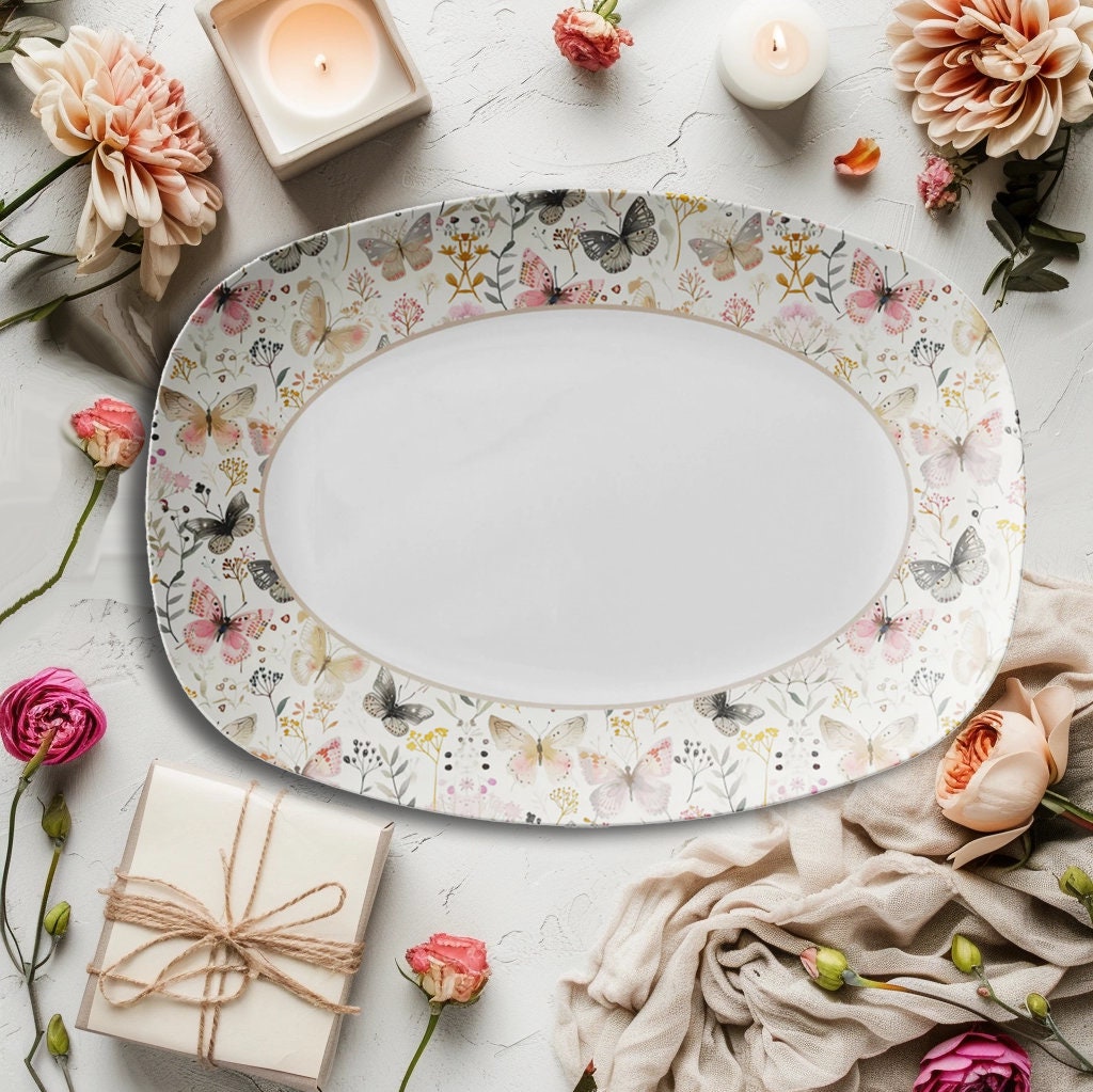 Butterfly Serving Tray: Whimsical ThermoSaf® Plastic Platter, 10" x 14"