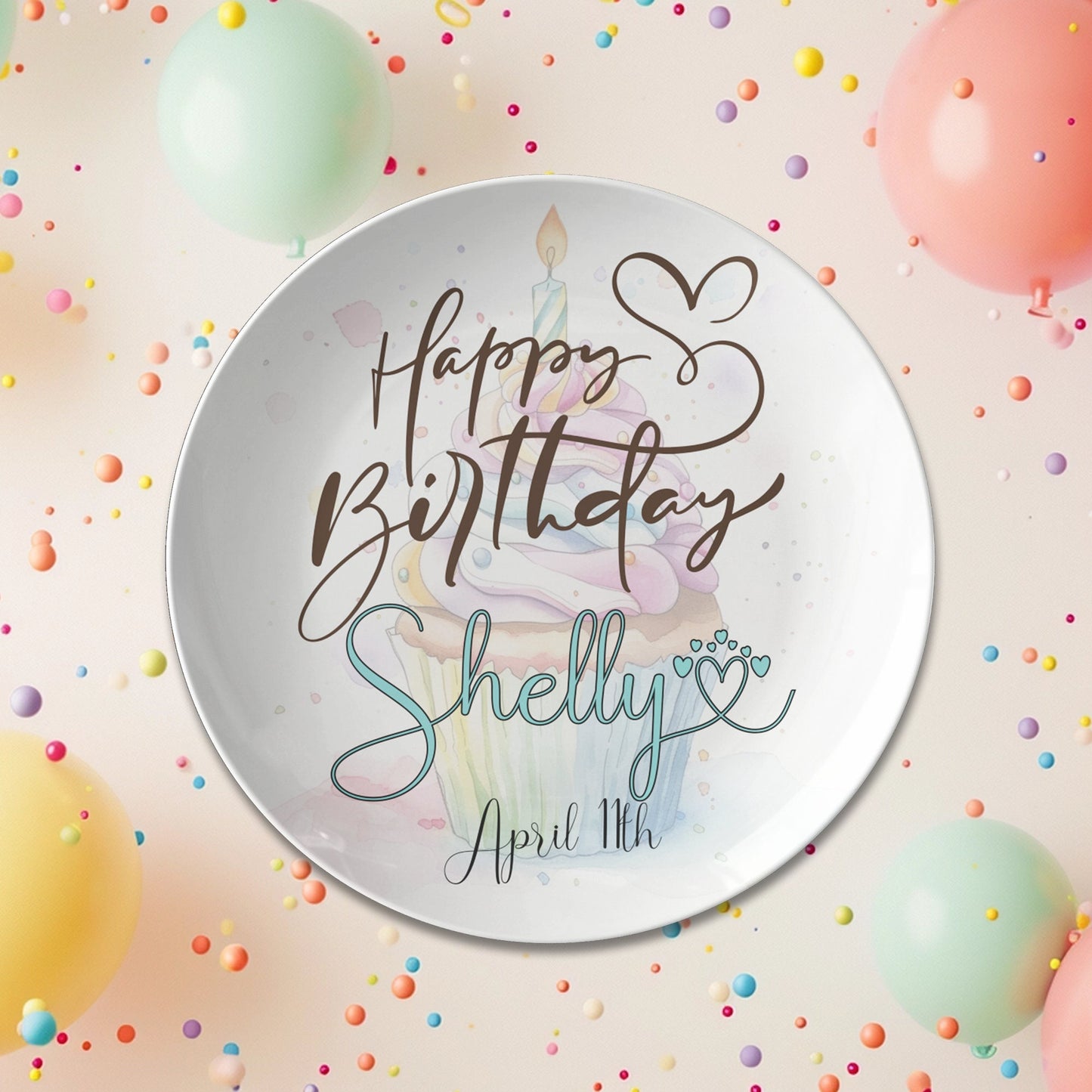 Personalized Birthday Cupcake Plate: Unbreakable Polymer Keepsake