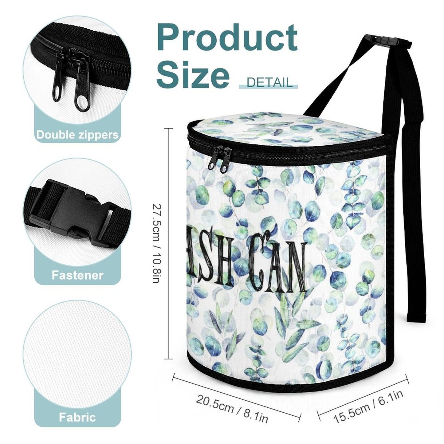 Floral Portable Car Trash Bin: Compact Waste Organizer for Camping, Travel & Vehicle Interior