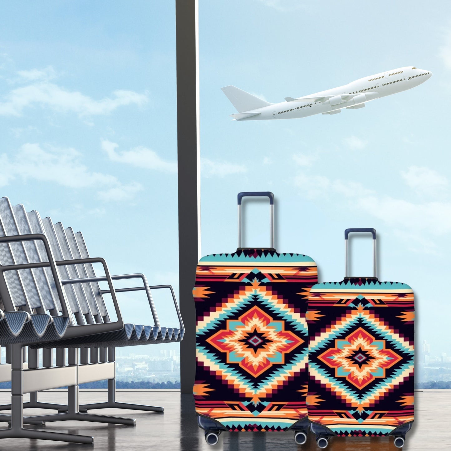 Native Luggage Cover, Stylish Native-Inspired Luggage Sleeves: Travel Bag Protection for Adventurous Globetrotters