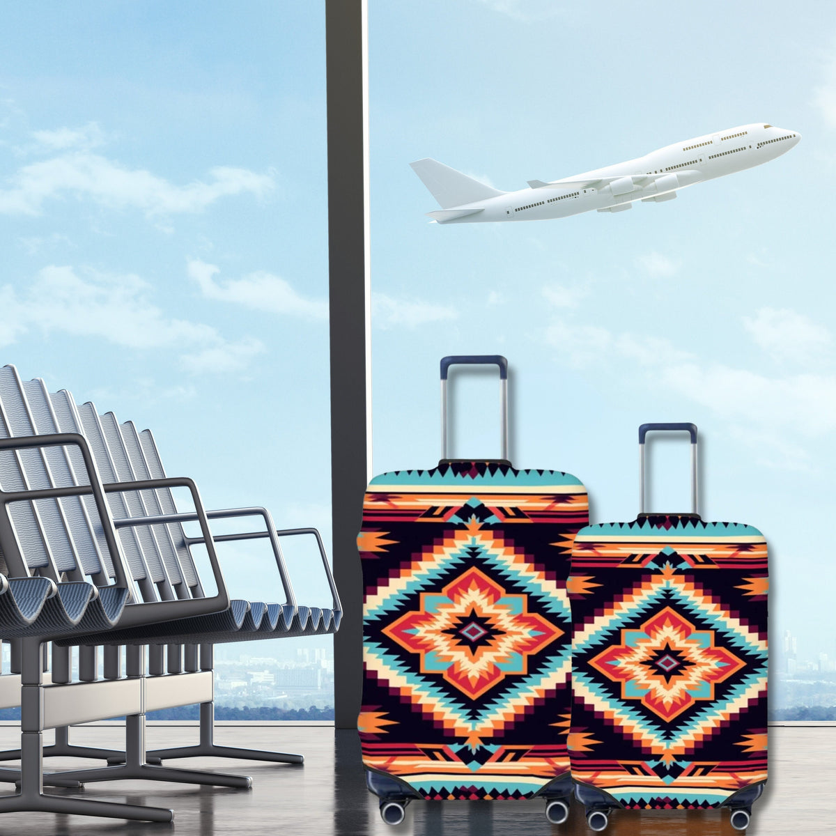 Native Luggage Cover, Stretchable Polyester Suitcase Protection in Four Sizes