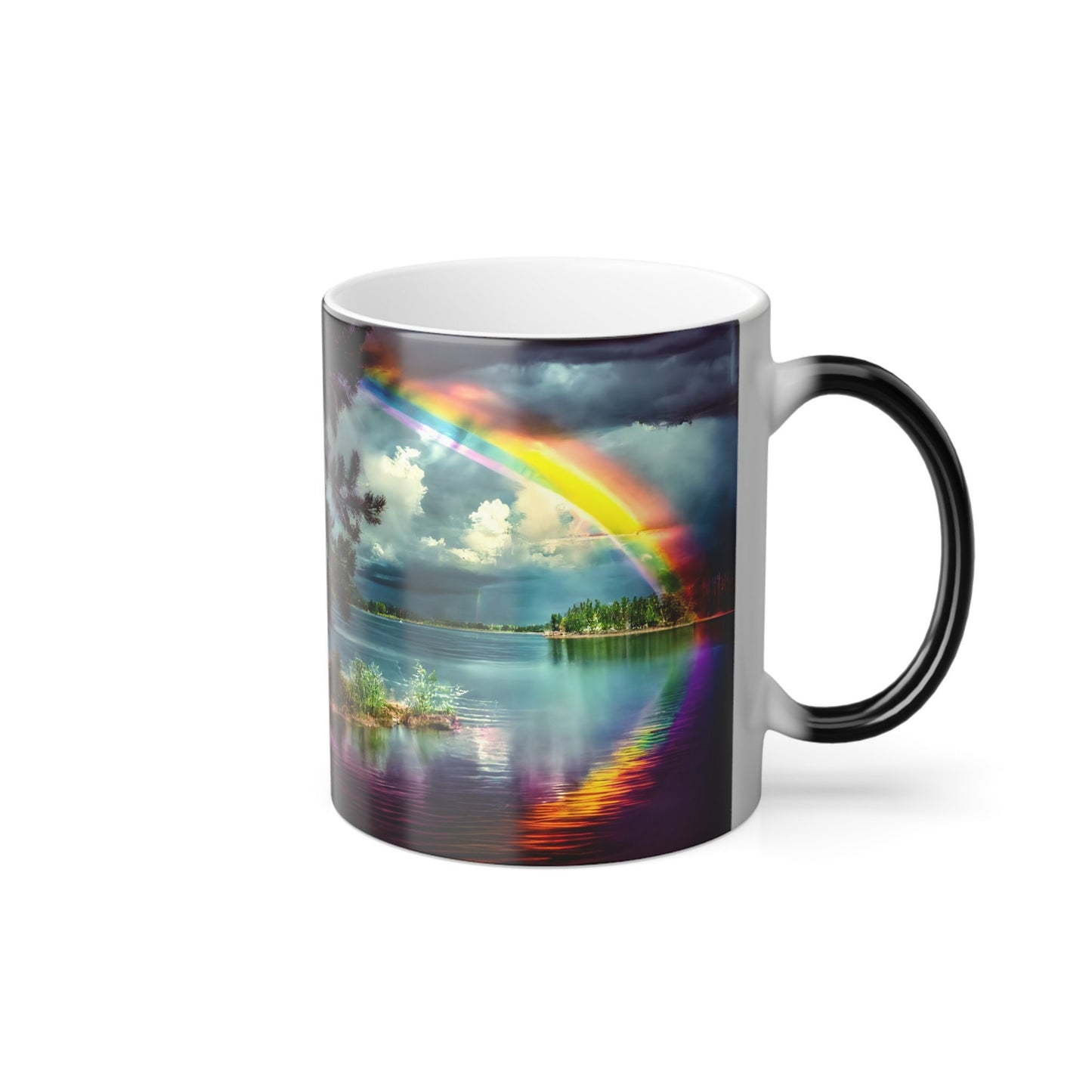 Color-Changing Rainbow Lake Mug: Heat Reactive Ceramic Coffee Cup