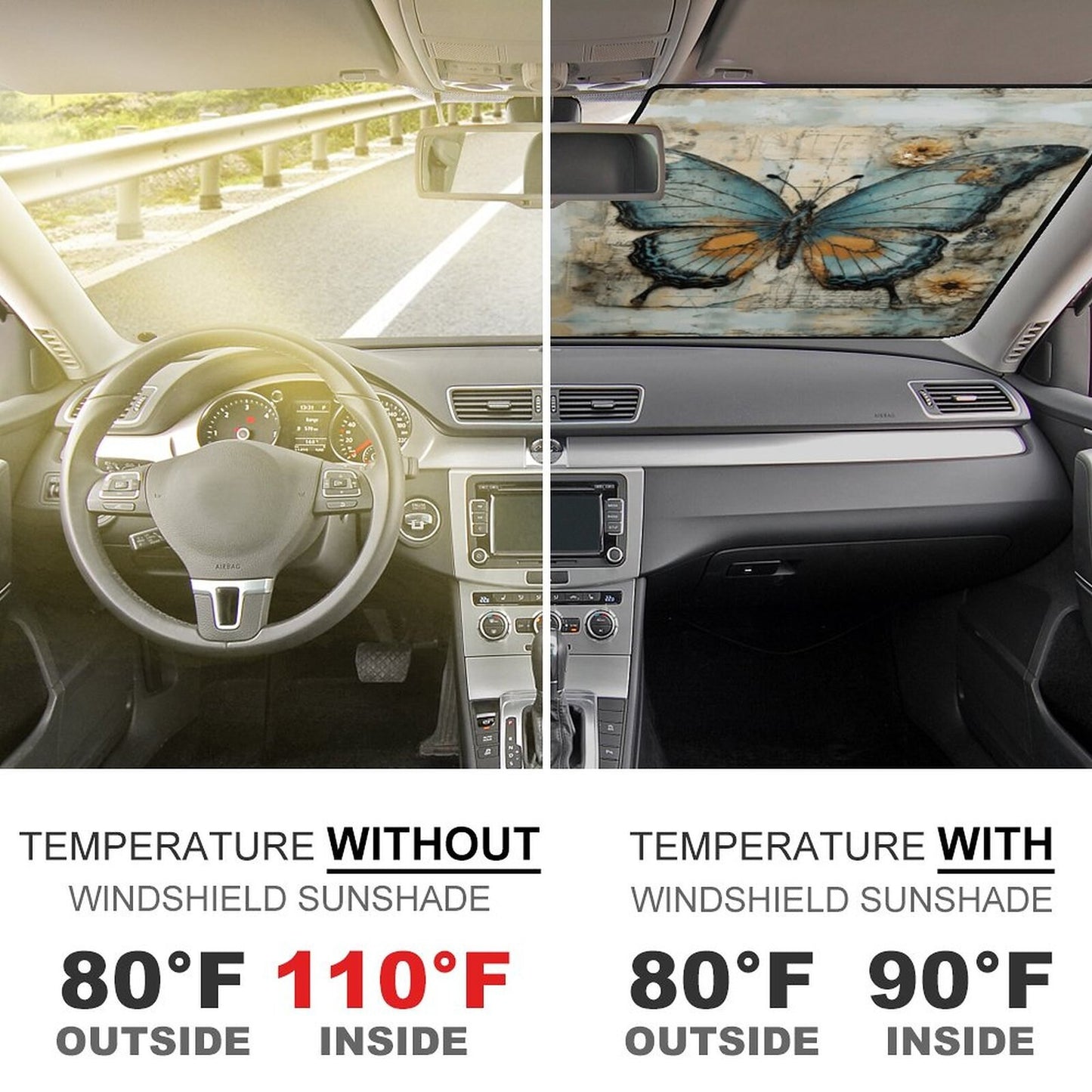 Butterfly Windshield Sunshade: Car Accessory for UV Protection and Decorative Vehicle Gift