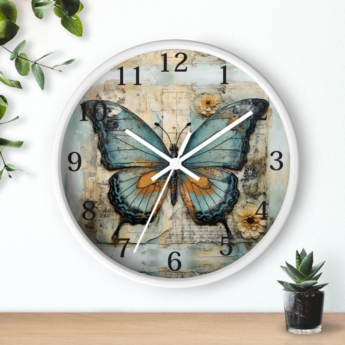 Bohemian Butterfly Wall Clock: Silent Timepiece for Home Decor, Artistic Gift for Nature Lovers