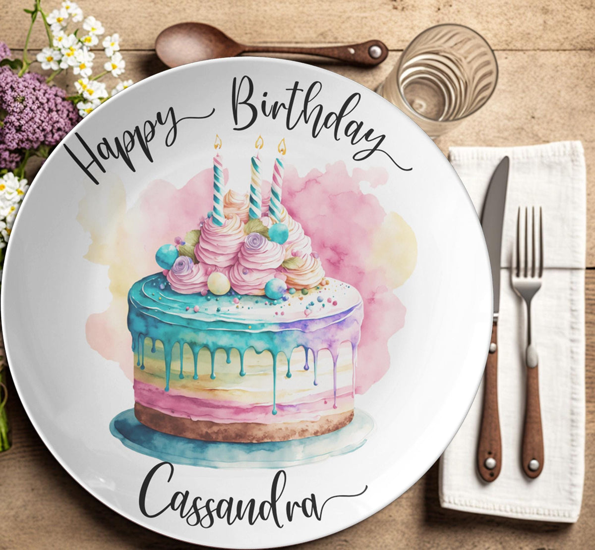 Celebration Cake Serving Plate for Happy Birthday Parties and Occasions