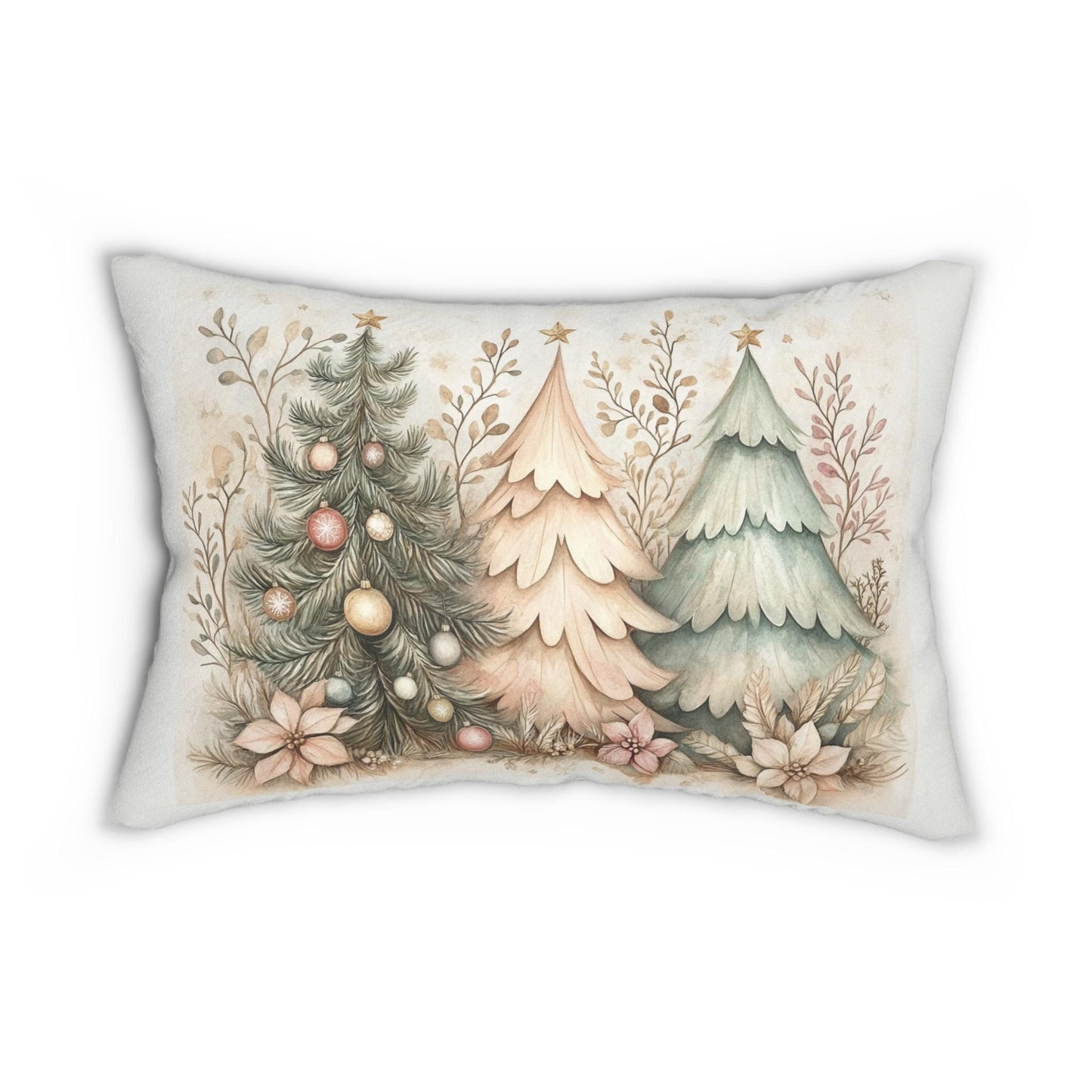 Christmas Tree Lumbar Pillow: Holiday Accent Cushion for Cozy Farmhouse Decor