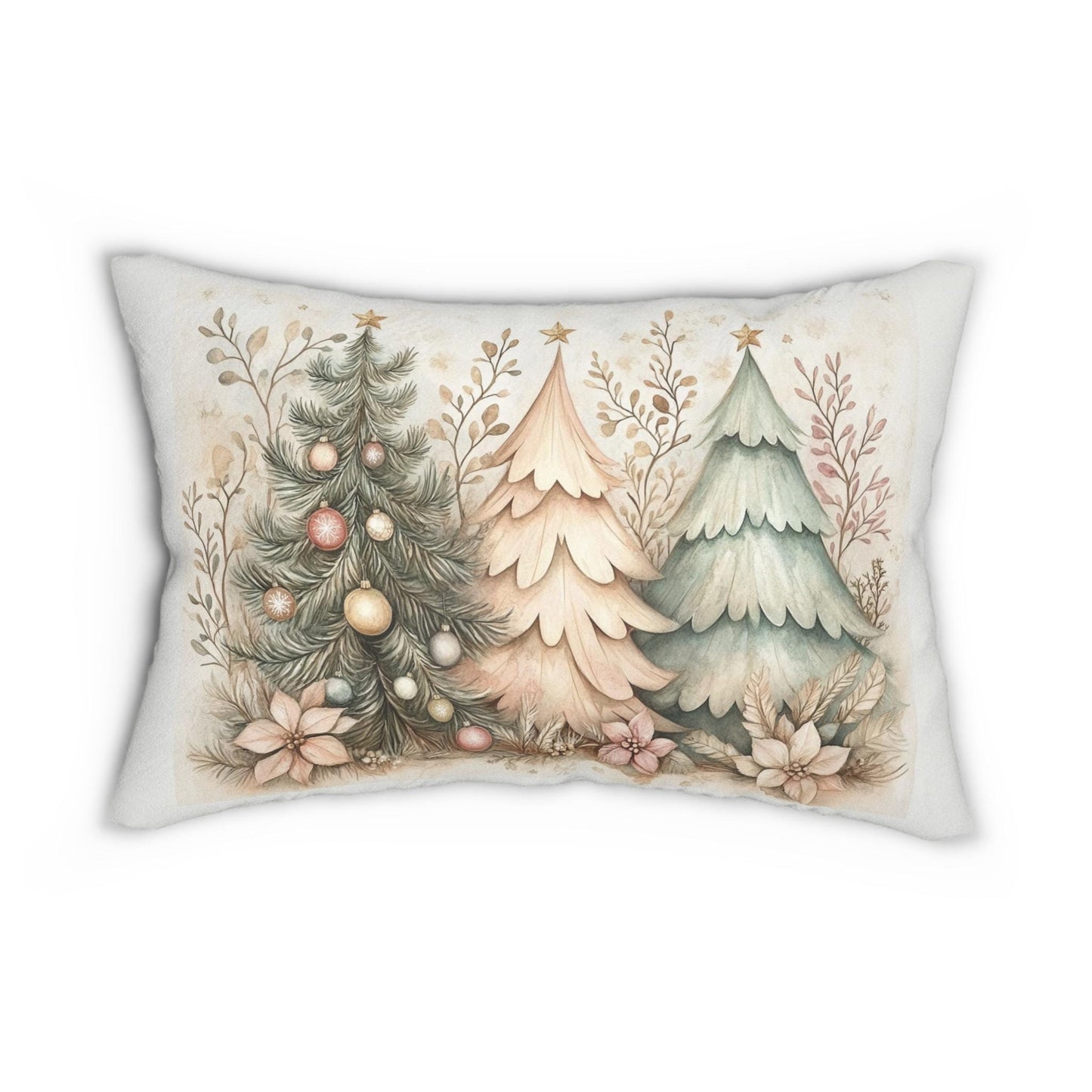 Christmas Tree Lumbar Pillow: Holiday Accent Cushion for Cozy Farmhouse Decor