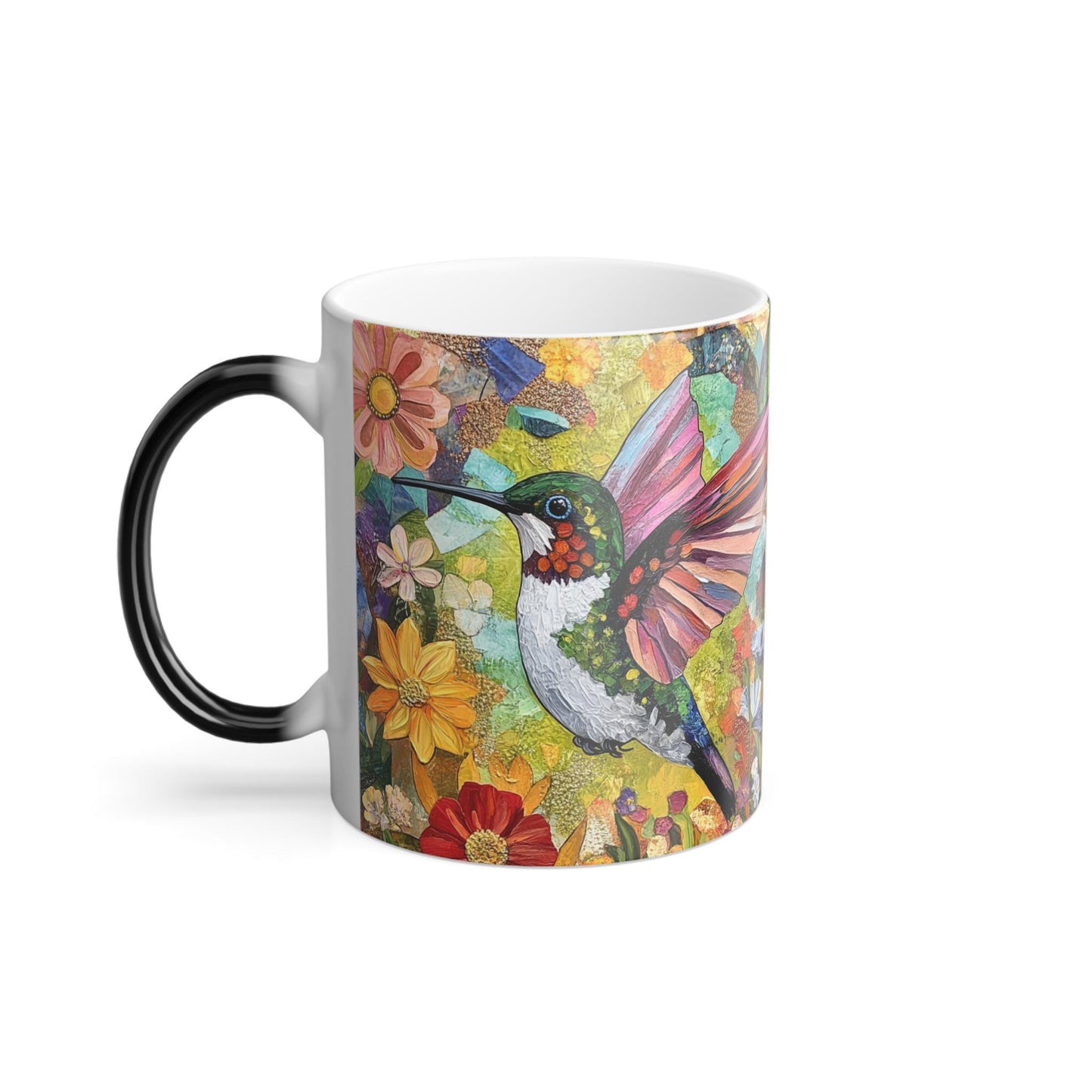Enchanting Heat-Activated Hummingbird Ceramic Mug - Magical Color-Changing Gift for Nature Lovers