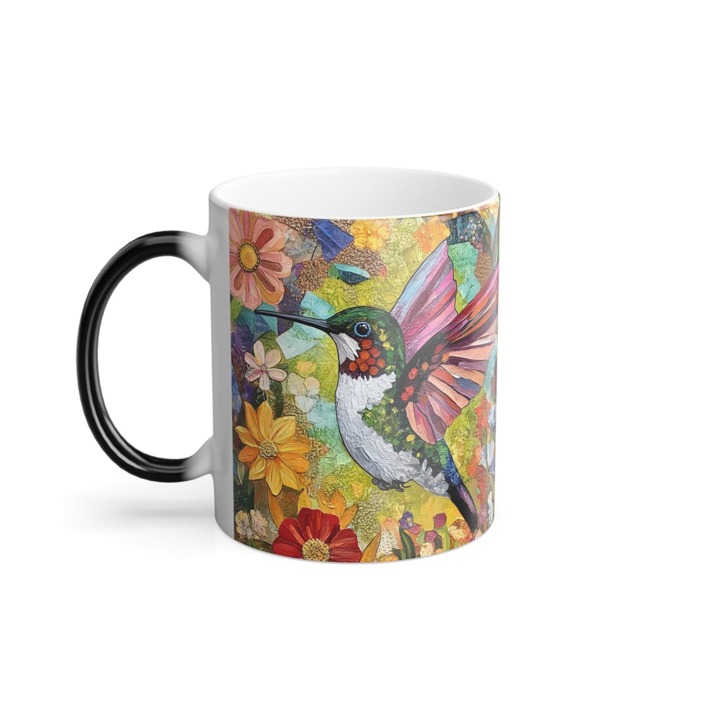 Enchanting Heat-Activated Hummingbird Ceramic Mug - Magical Color-Changing Gift for Nature Lovers