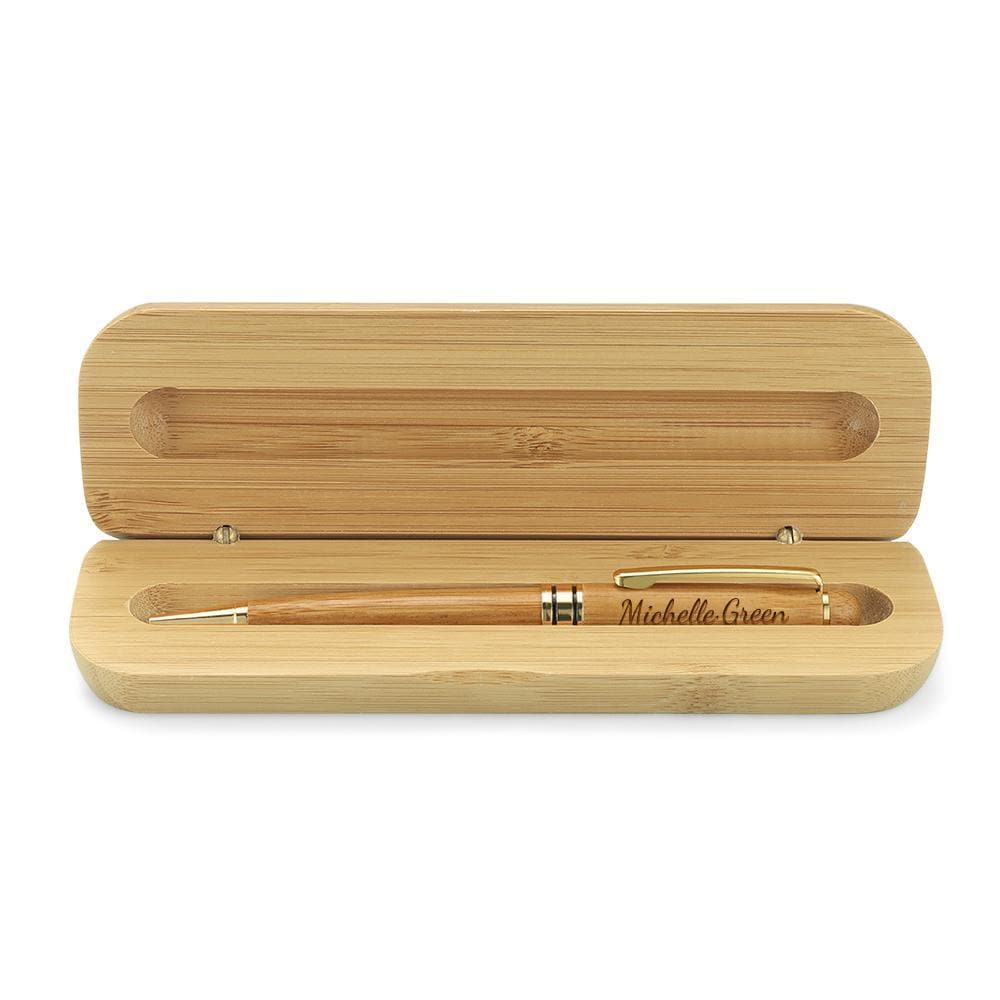 Personalized Engraved Wooden Pen Set in Wood Case - Customized Handcrafted Gift for Graduates