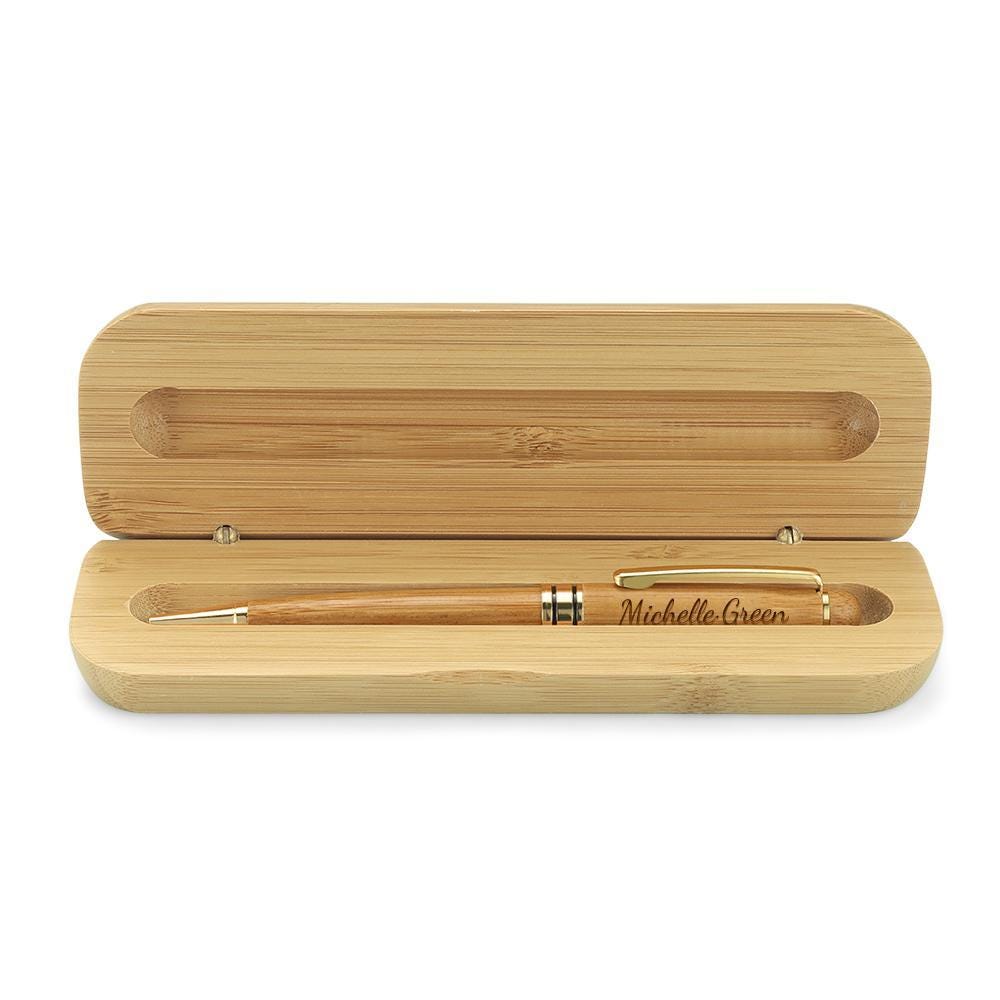 Personalized Engraved Wooden Pen Set in Wood Case - Customized Handcrafted Gift for Graduates