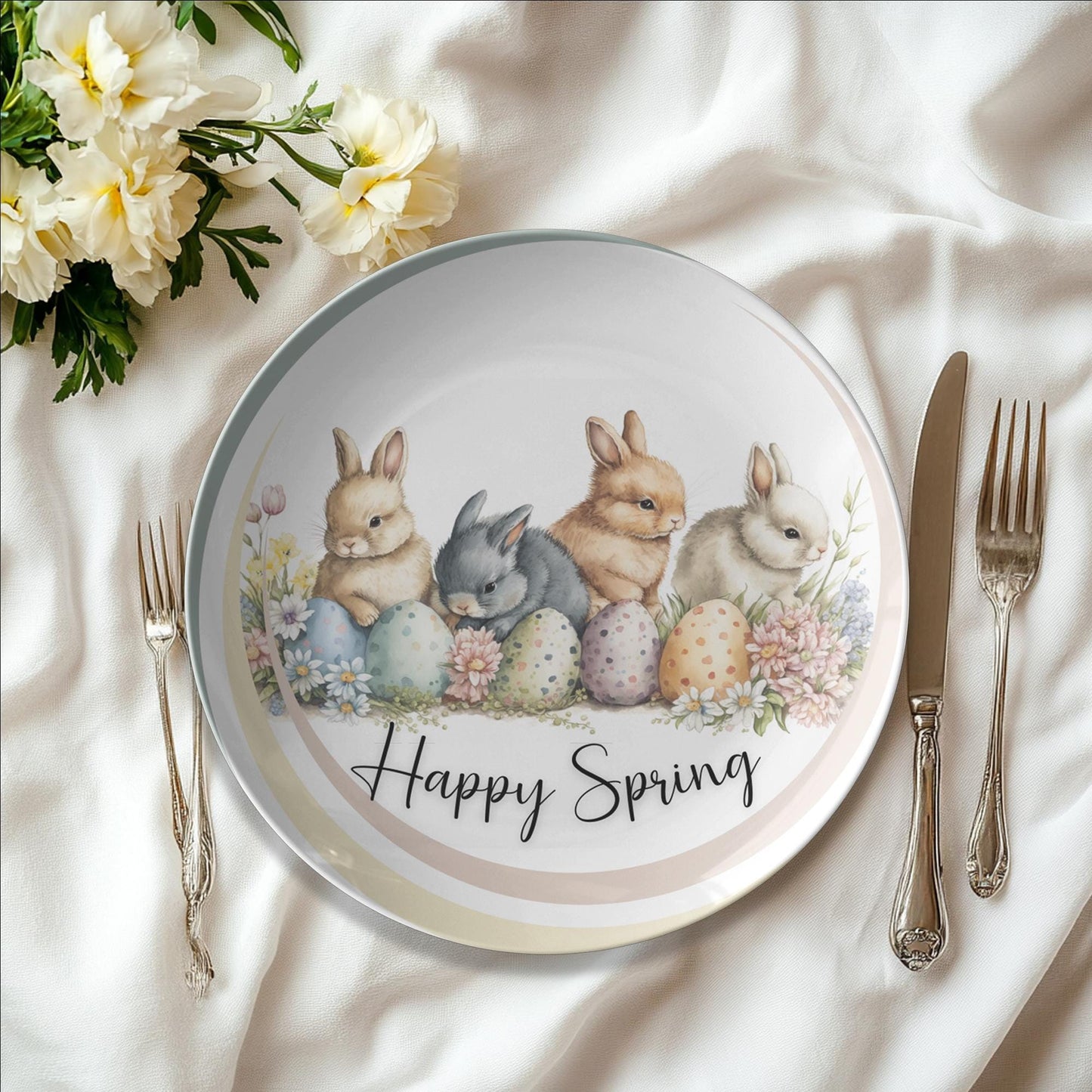 Easter Bunny Spring Plate: Festive Dinnerware for Holiday Meals, Pastel Decor, and Seasonal Gatherings