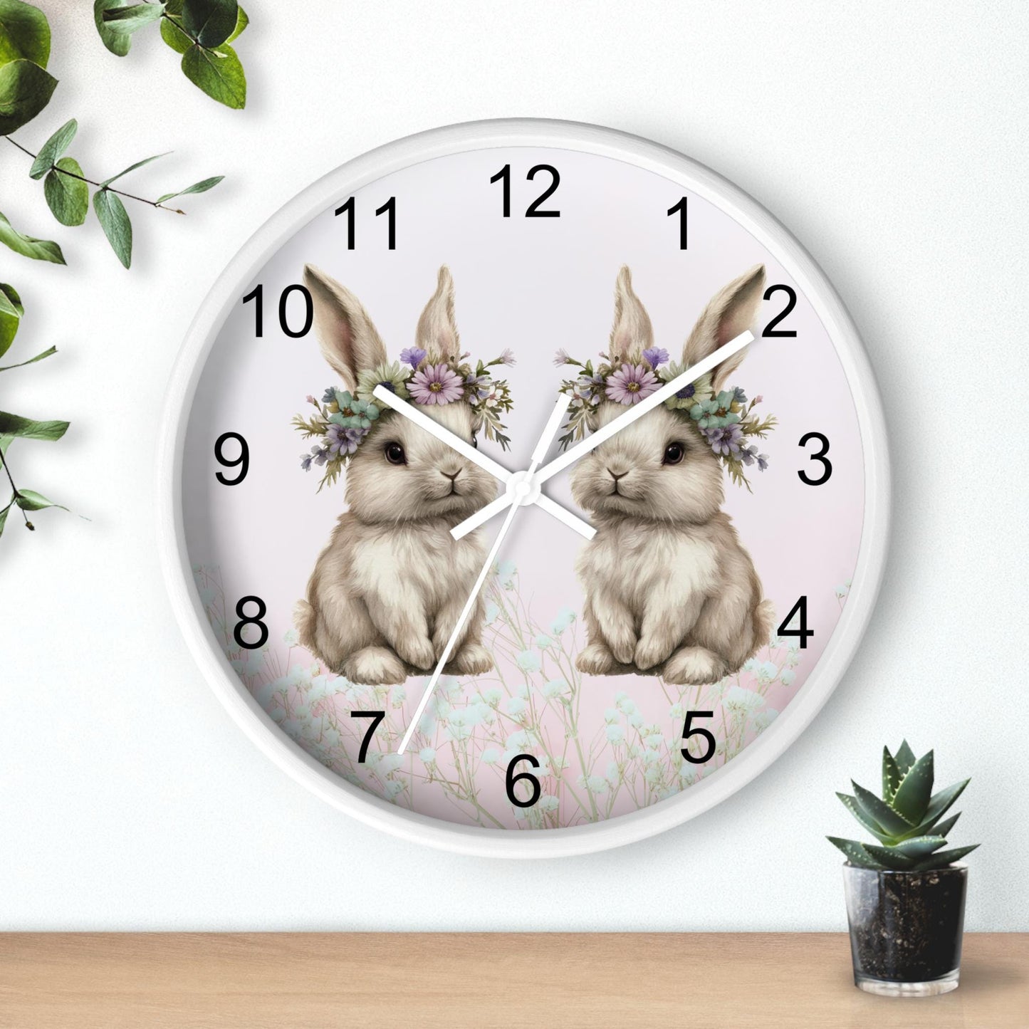Bunny Wall Clock: Nursery Decor, Kids Room Accessory & Easter Gift - Whimsical Woodland Animal Timepiece