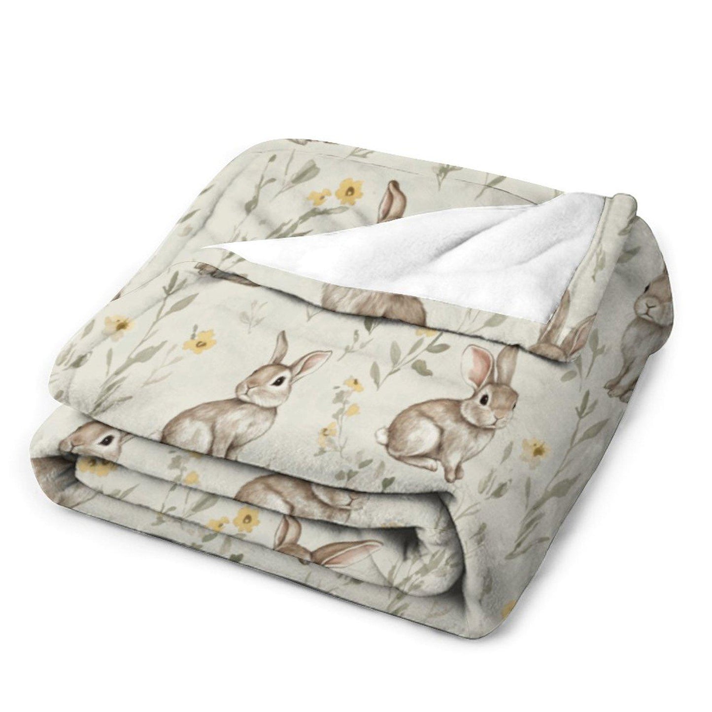 Bunny Blanket, Soft Cuddly Rabbit Fleece Throw for Nursery, Baby Shower Gift