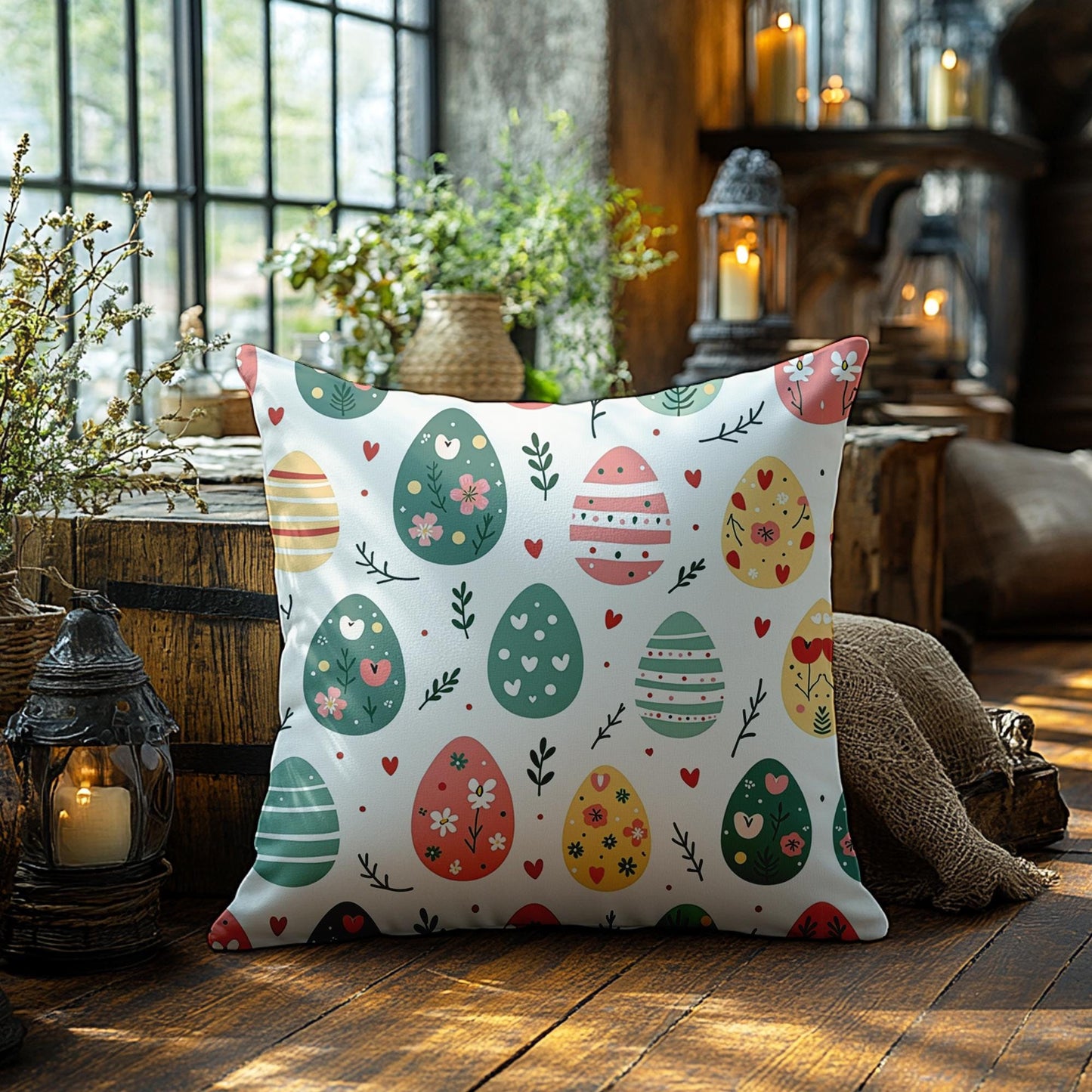 Easter Faux Suede Pillowcase Spring Floral Cushion Cover Seasonal Decor Cozy Living Room Accent
