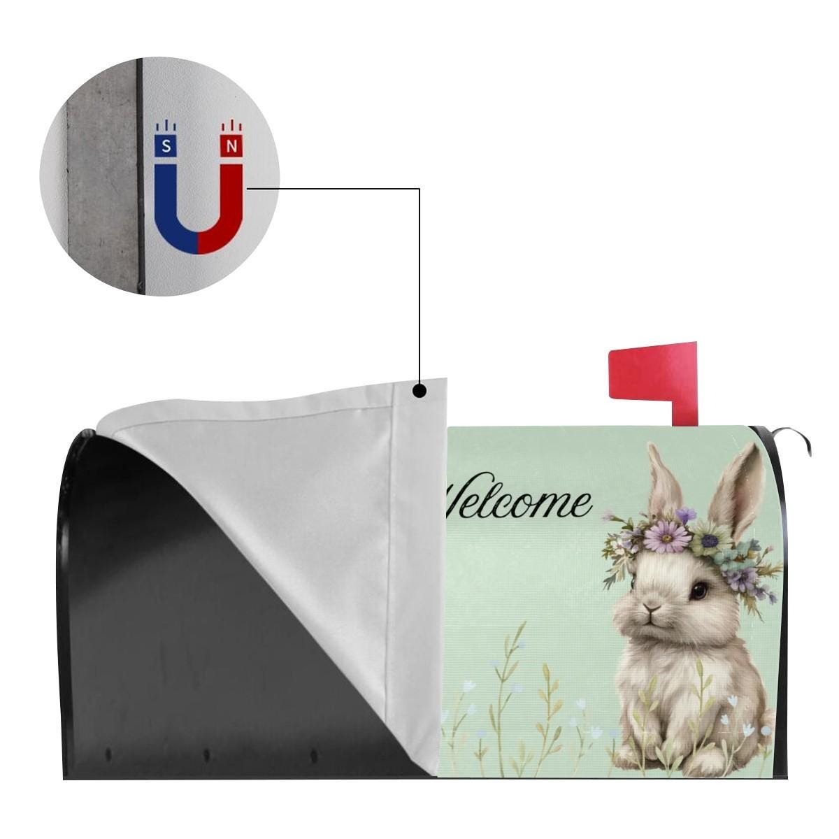 Bunny Magnetic Mailbox Cover - Easter Decoration for Outdoor Home Decor