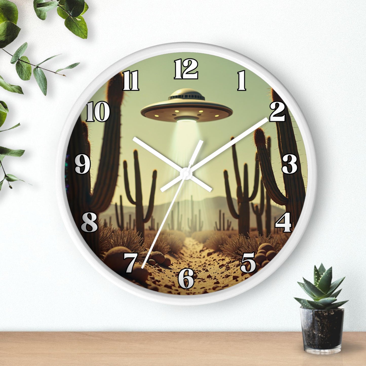 Retro UFO Desert Wall Clock: Sci-Fi Alien Home Decor