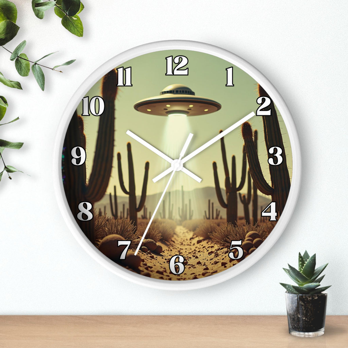 Retro UFO Desert Wall Clock: Sci-Fi Alien Home Decor