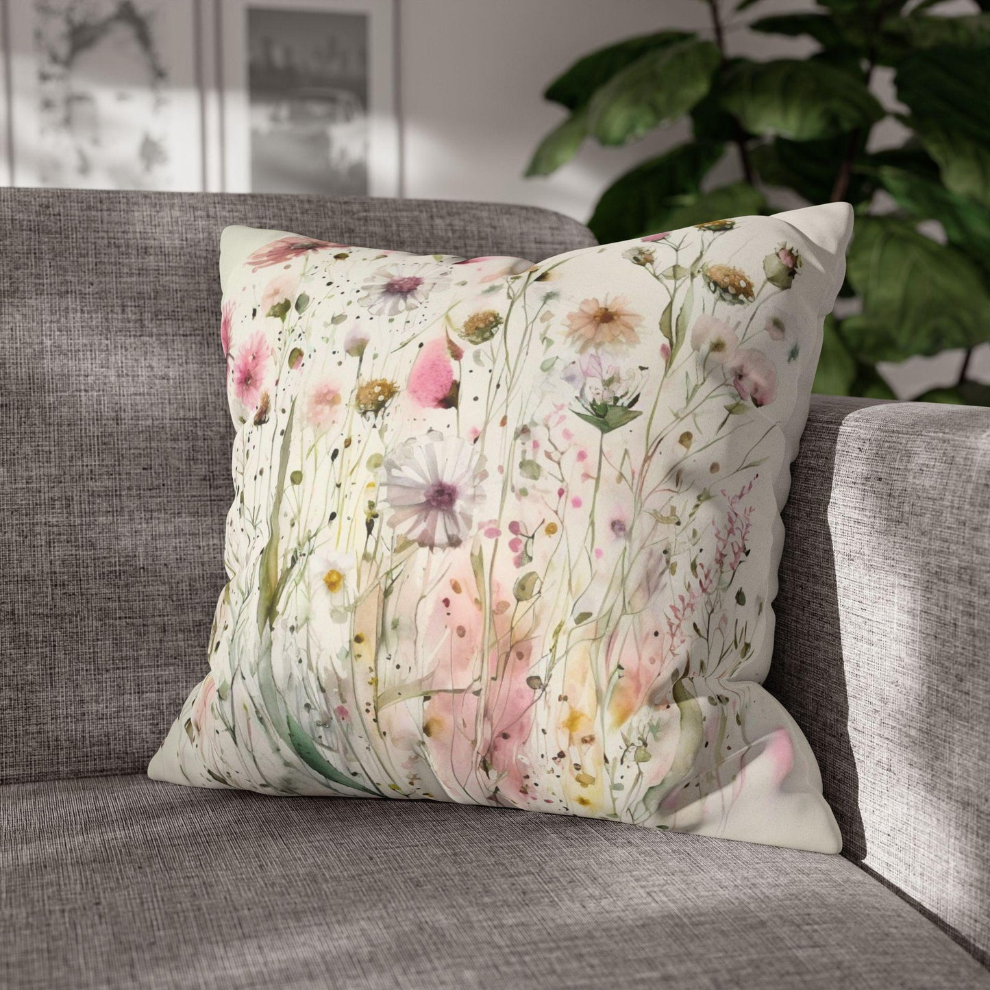 Boho Floral Faux Suede Pillow Cover: Cozy Home Decor