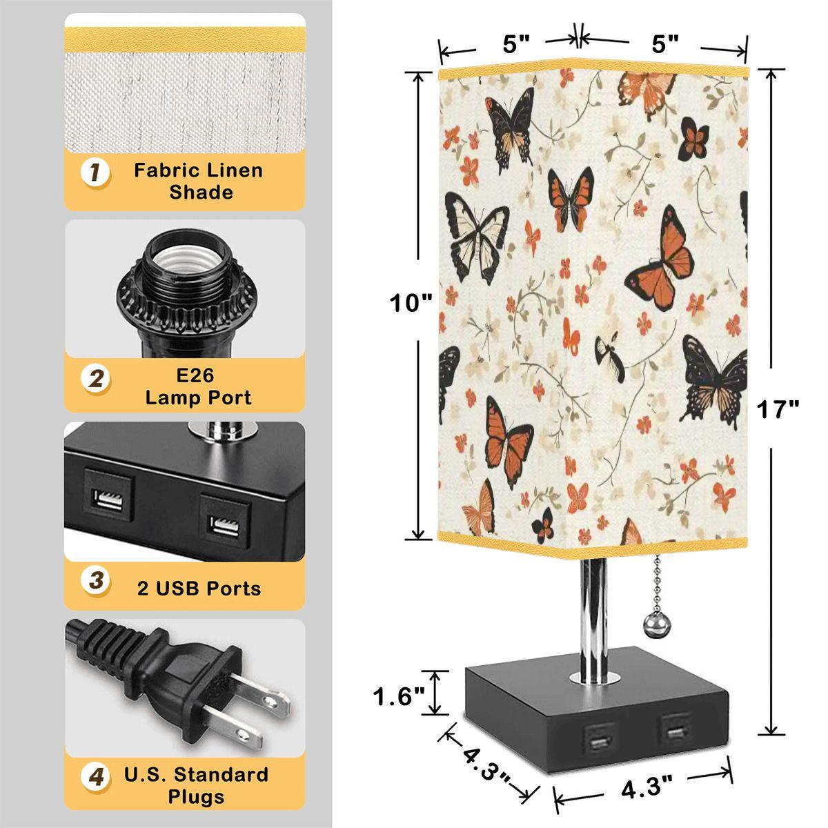 Butterfly Table Lamp with USB Port and Gold Accent for Modern Home Decor