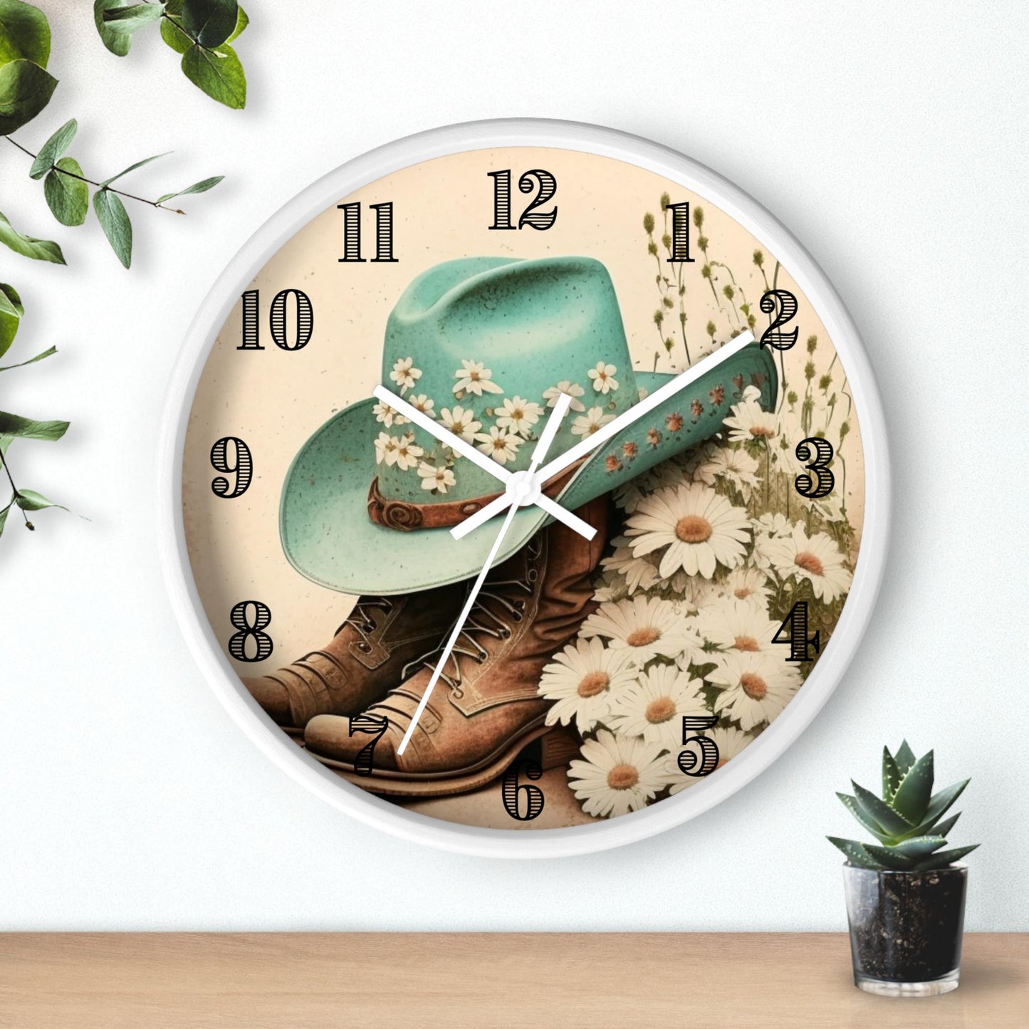 Floral Cowgirl Wall Clock – Rustic Western Home Decor