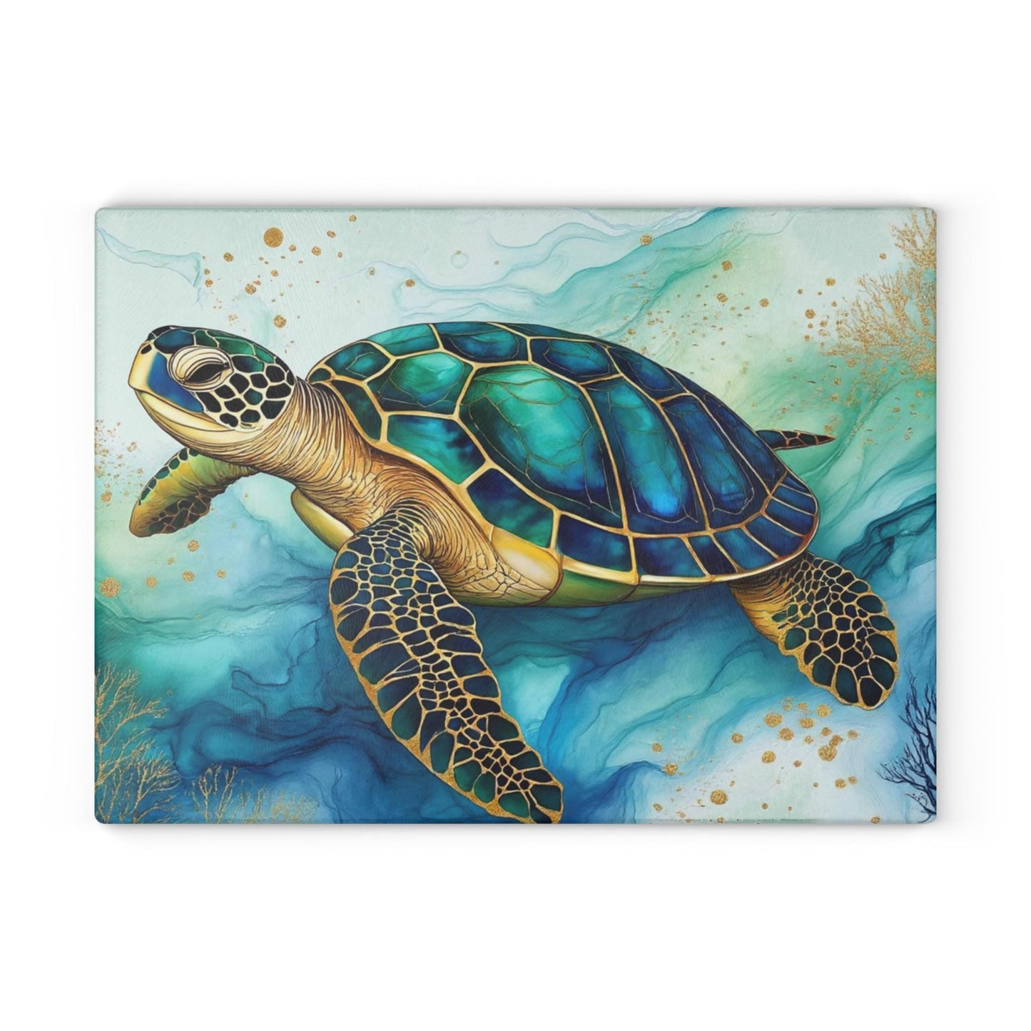 Sea Turtle Glass Cutting Board: Ocean-Inspired Kitchen Decor for Beach Homes and Coastal Kitchens