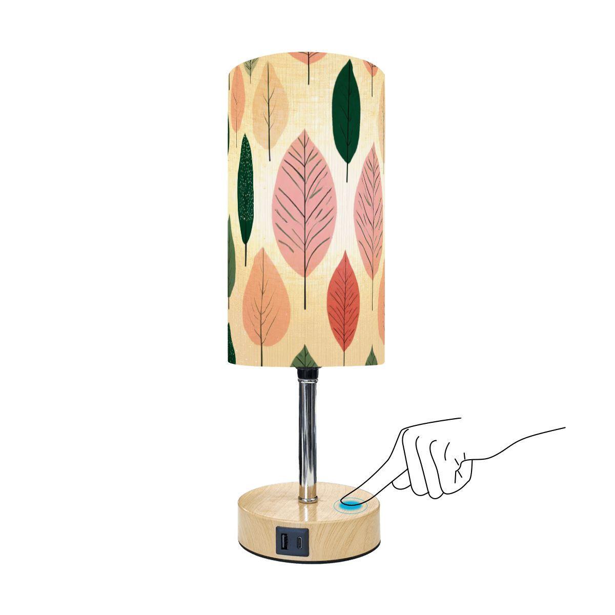 Leaf Touch Sensor Bedside Lamp with USB Charging Port - Modern Nightstand Light