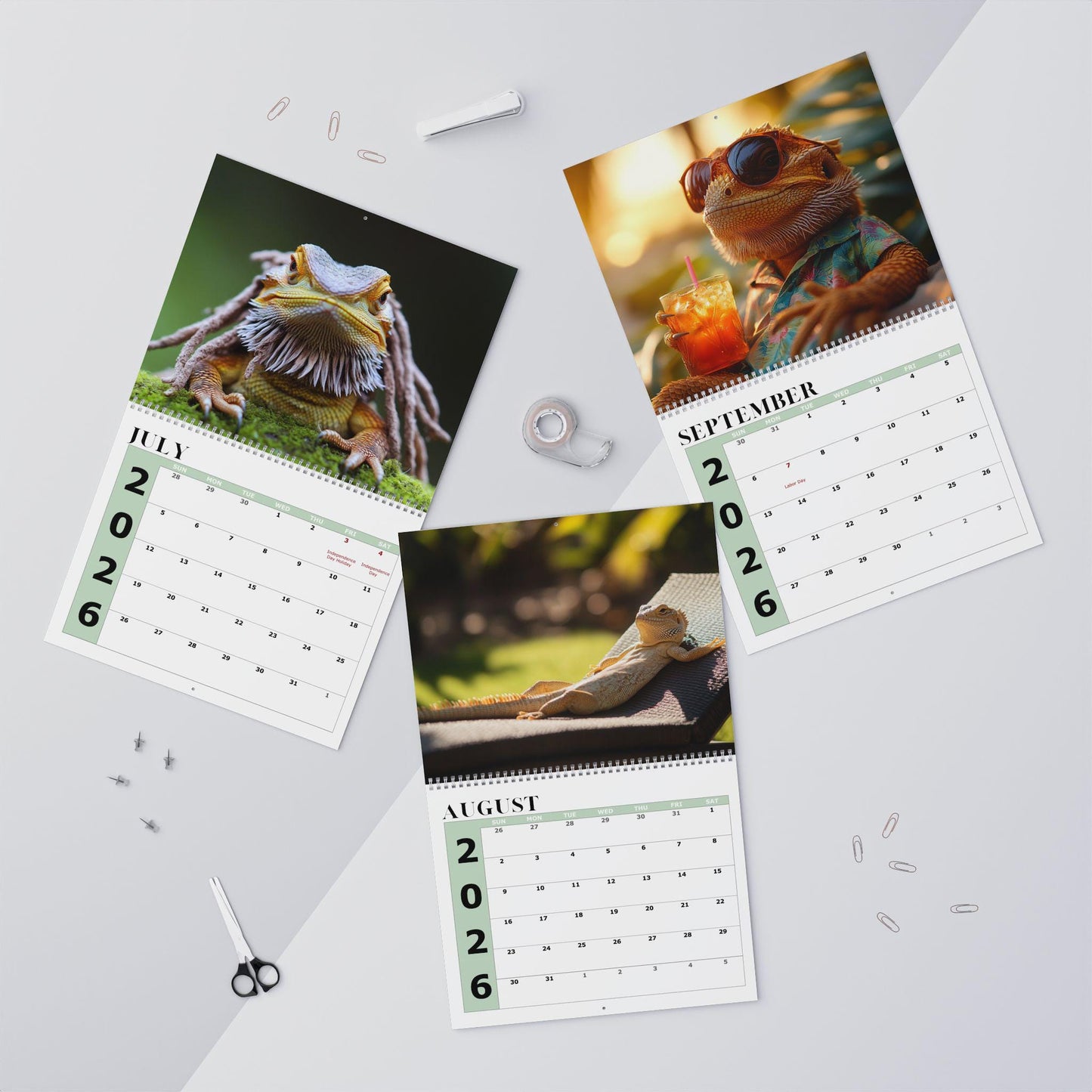 2026 Bearded Dragon Wall Calendar: Monthly Planner, Reptile Lover Gift, Home Office Decor