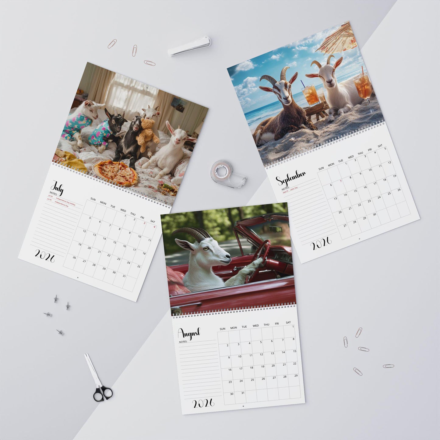 Funny Goat 2026 Wall Calendar: Farm Animal Monthly Planner