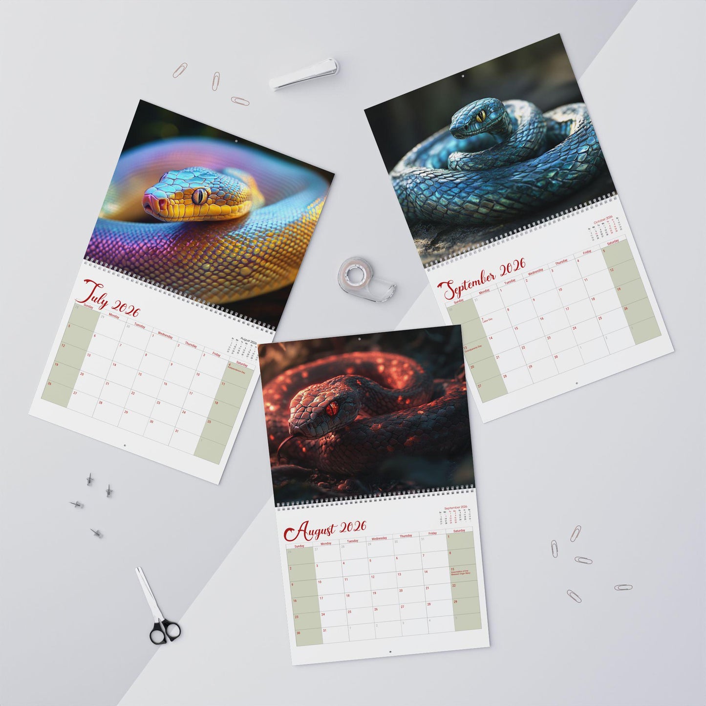 2026 Snake Wall Calendar: Reptile Planner & Monthly Organizer for Animal Lovers, Office Decor Gift