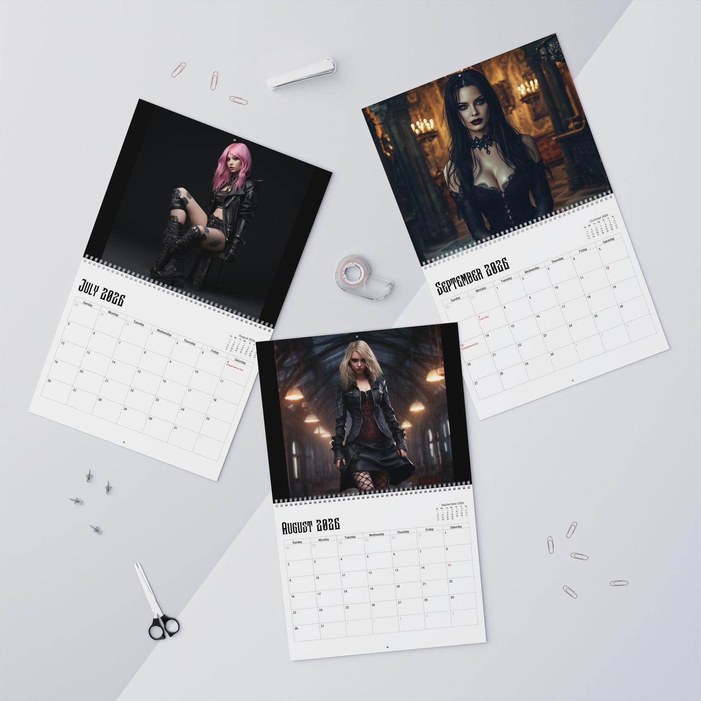 Gothic Women 2026 Wall Calendar: Dark Monthly Planner for Art Lovers & Occult Enthusiasts