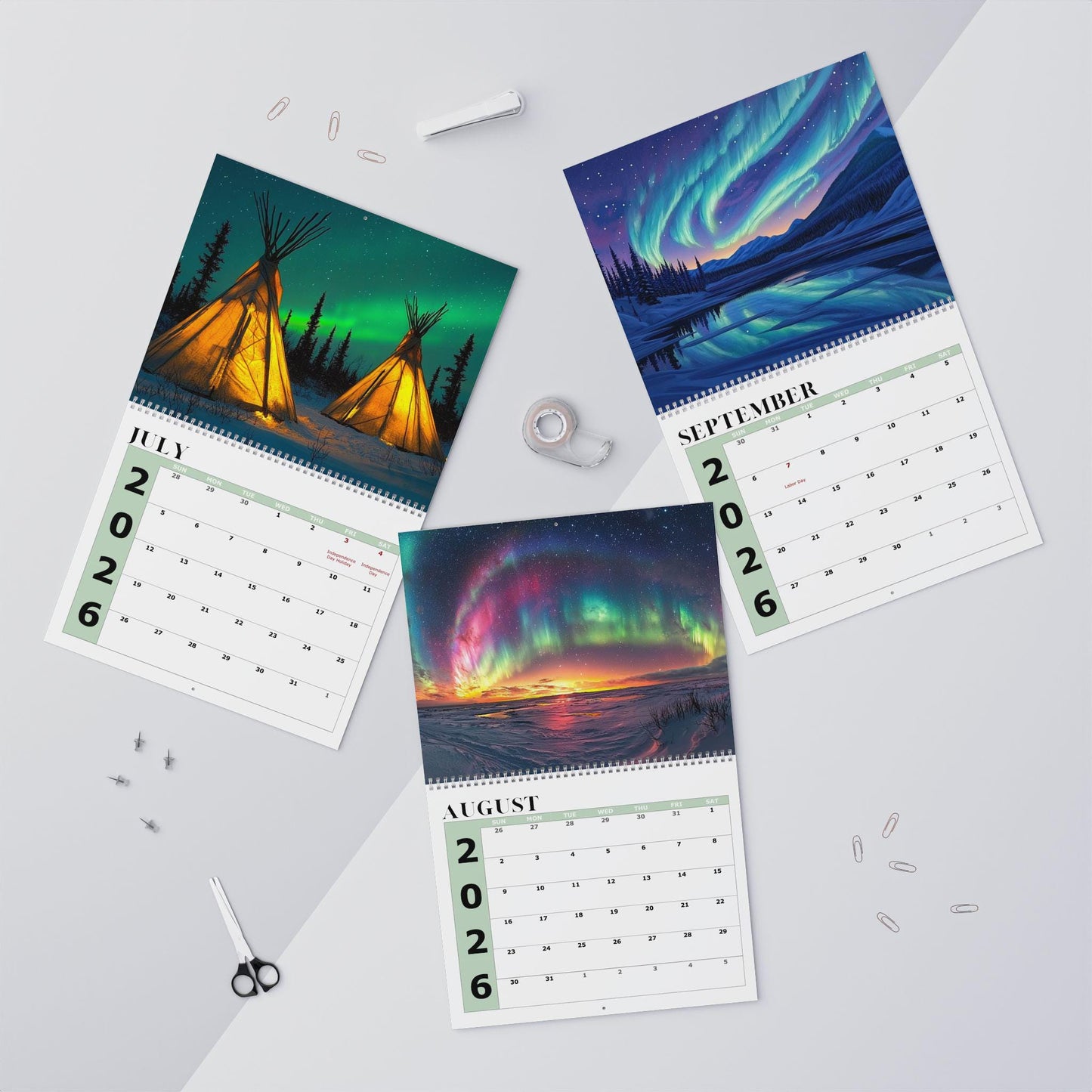 2026 Northern Lights Wall Calendar: Aurora Borealis Monthly Planner with Celestial Night Sky Scenes