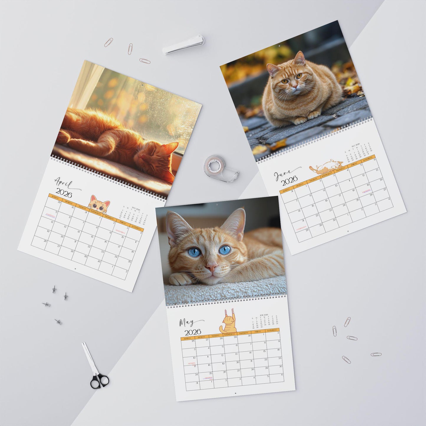 Ginger Cat 2025 Calendar: Playful Tabby Art, Gift for Cat Lovers