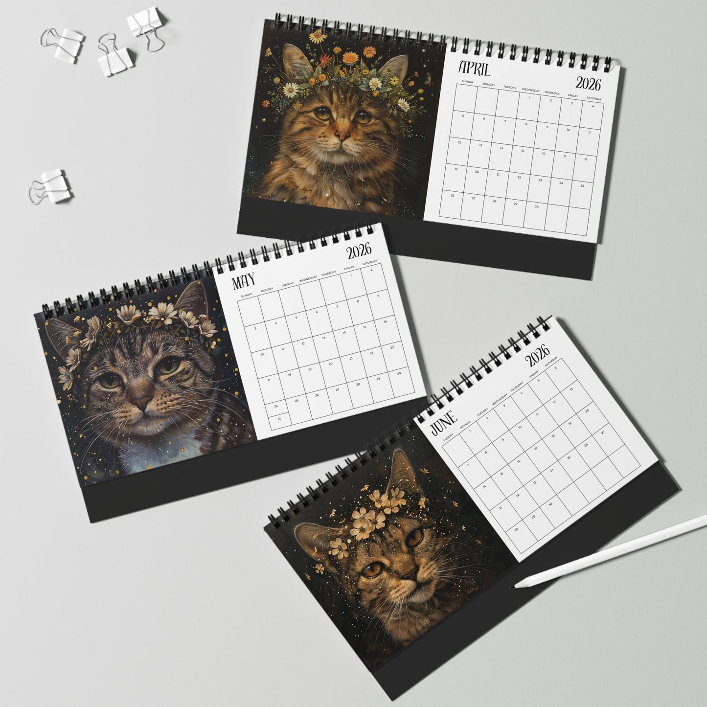 2026 Tabby Cat Desktop Calendar: Monthly Planner for Pet Lovers, Home Office Decor