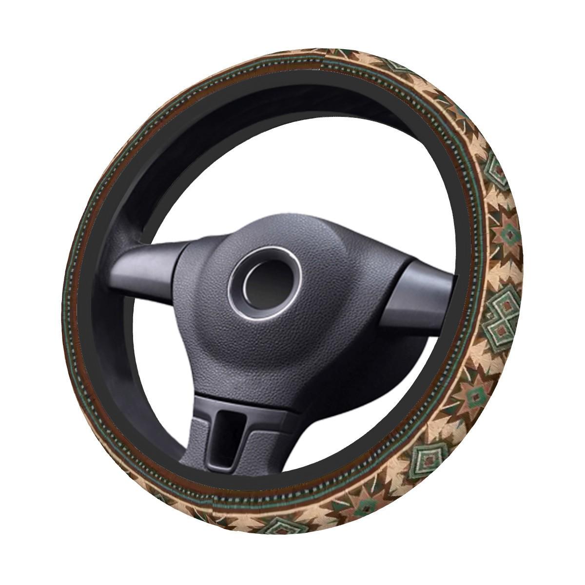 Vibrant Southwestern Elastic Steering Wheel Cover - Thick & Durable Car Accessory