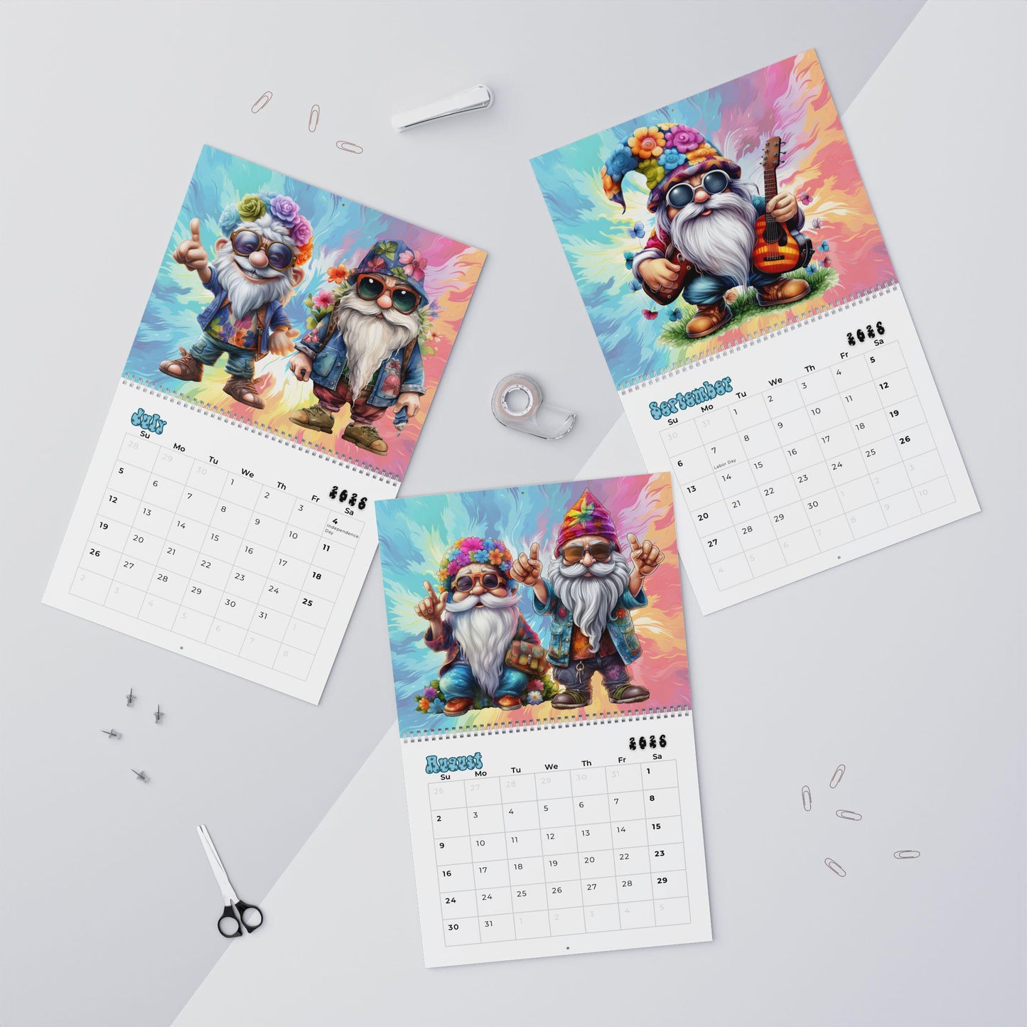 2026 Hippie Gnome Wall Calendar: Boho Art Gift for Gardeners