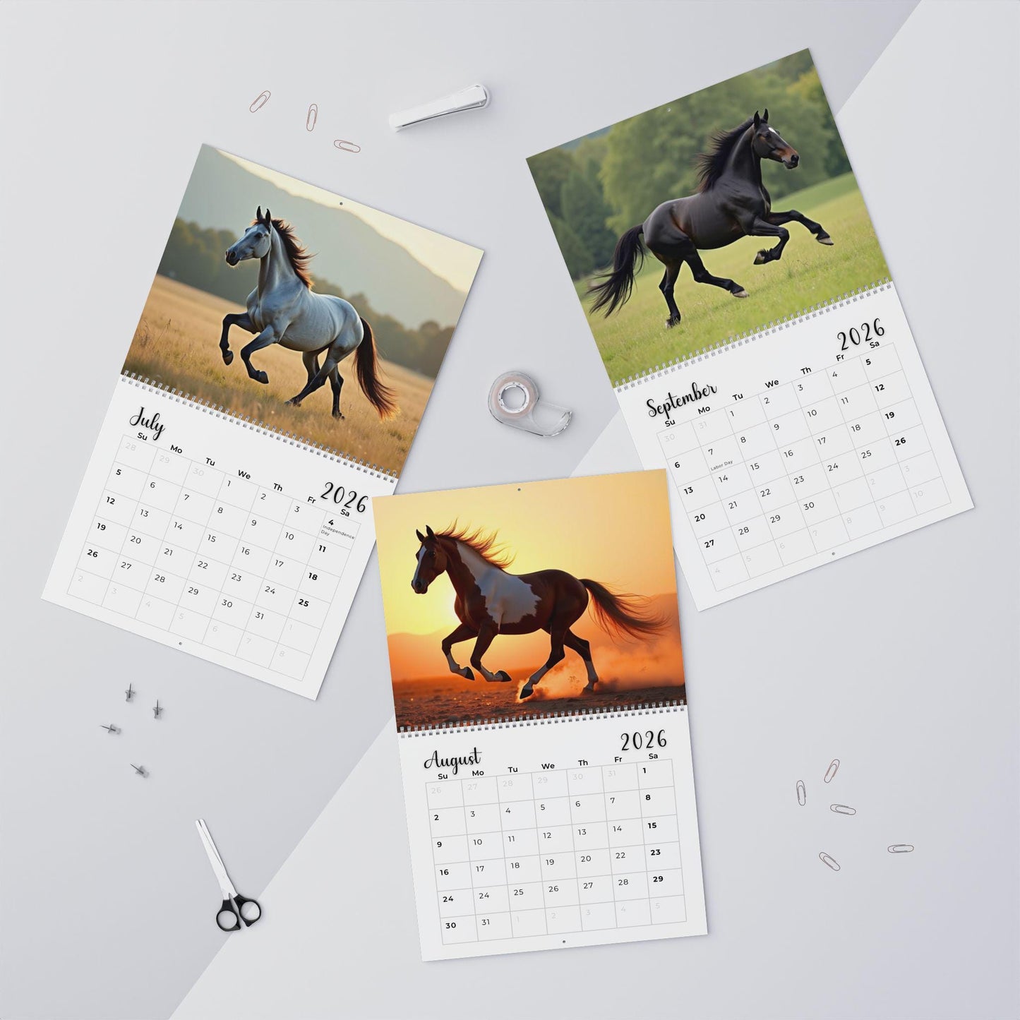 Year of the Horse Calendar, Yearly Planner, Equestrian Decor & Gift for Nature Lovers