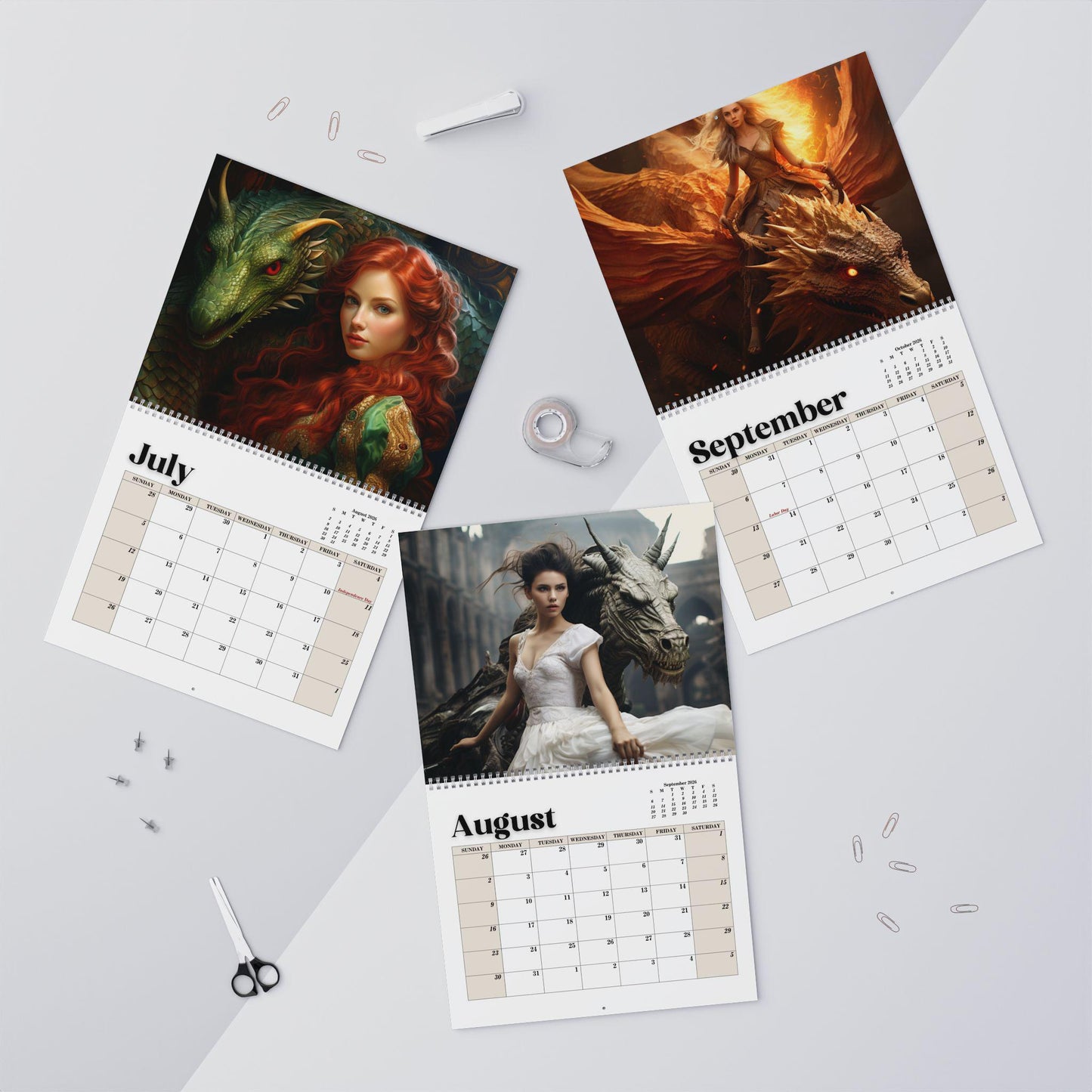 2026 Dragon Fantasy Wall Calendar: Unique Home Decor, Planner & Gift for Mythical Art Lovers