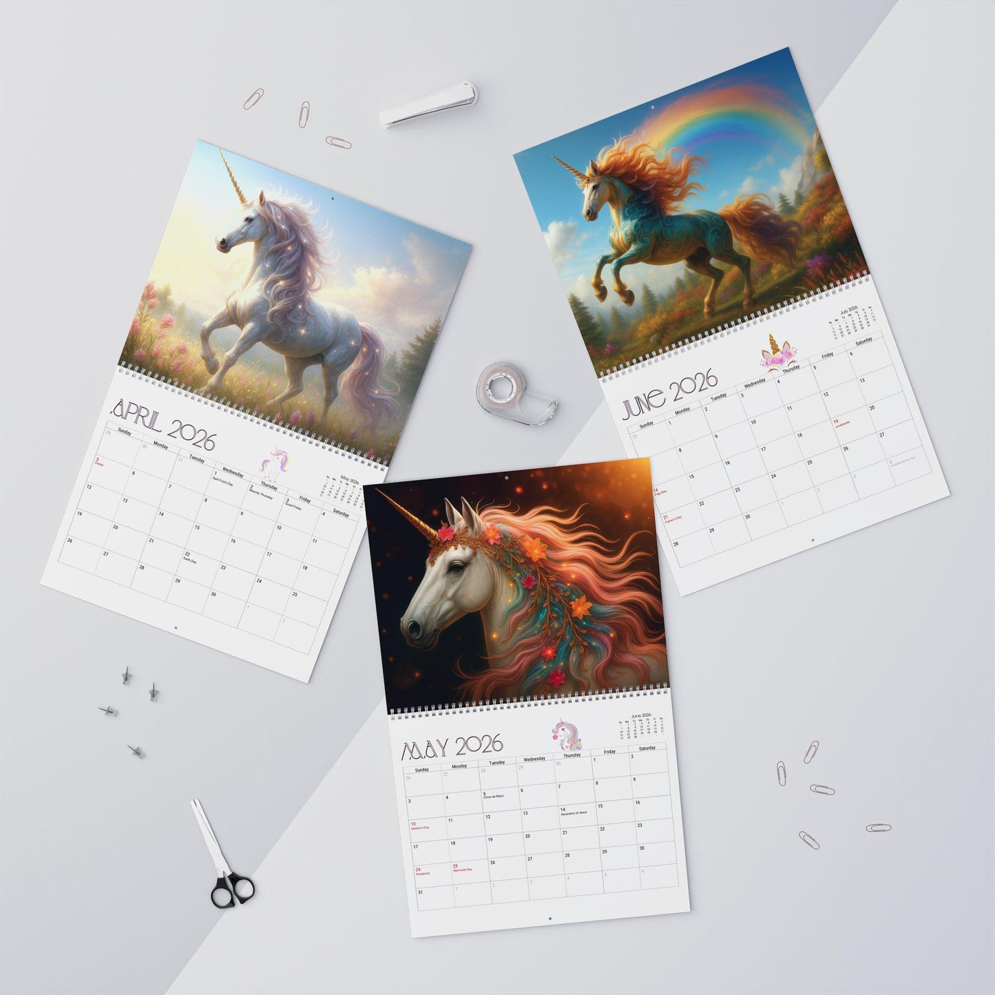 2026 Unicorn Wall Calendar: Magical Fantasy Art Planner