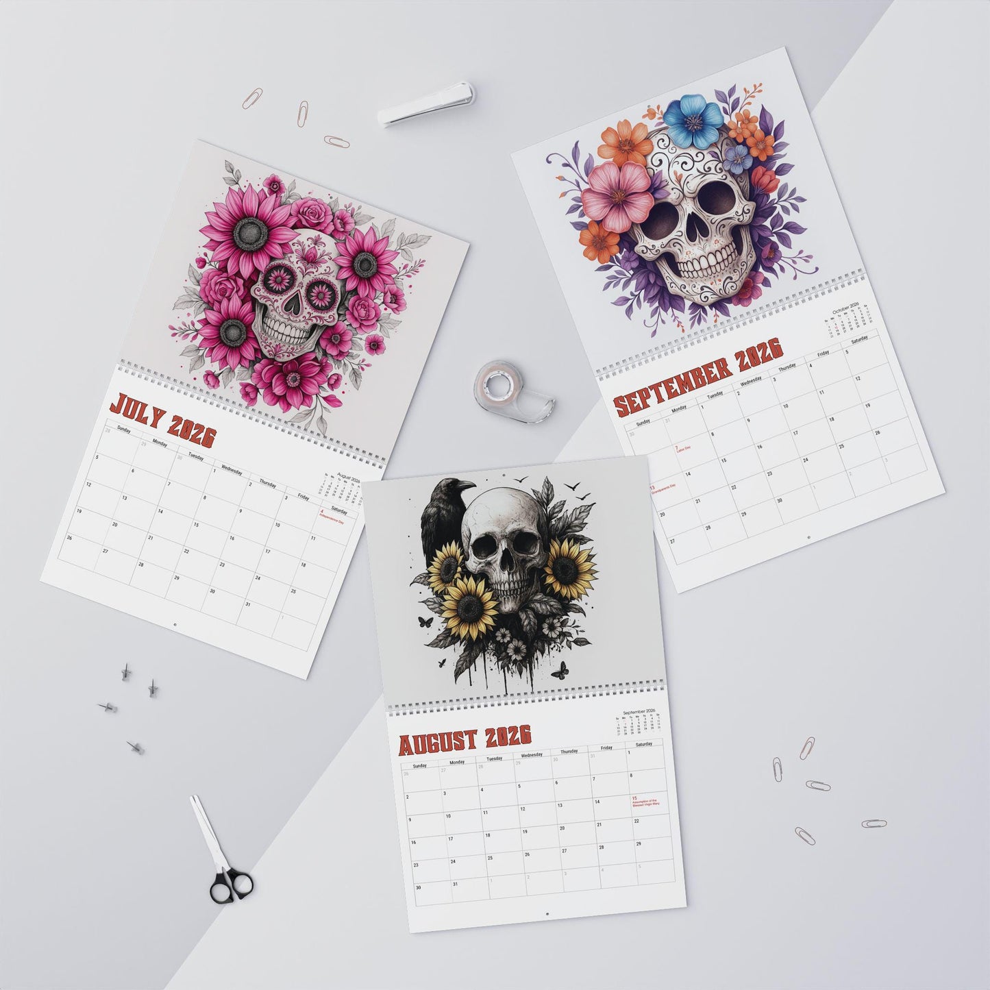 2026 Skull Wall Calendar: Monthly Planner, Unique Art Decor Gift for Home & Office