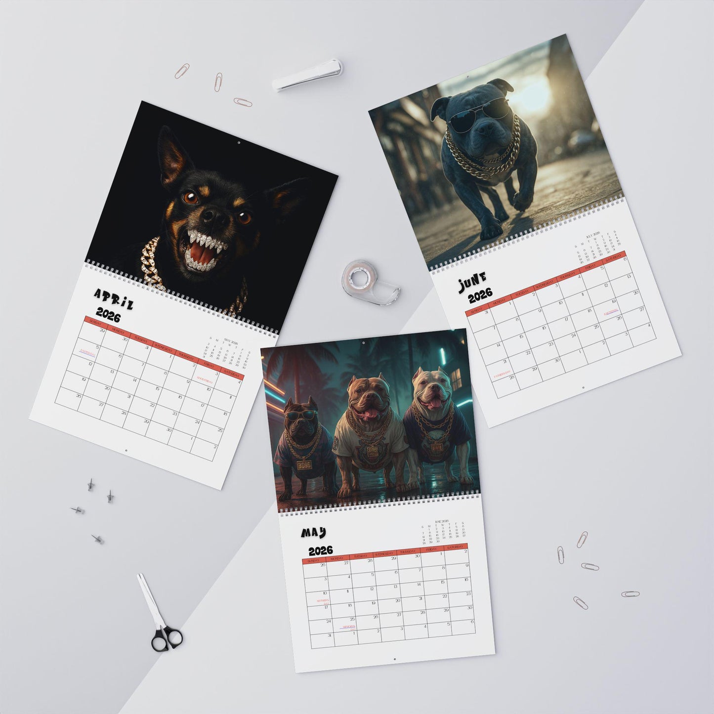 2026 Gangster Pup Calendar: Funny Pet Portraits for Dog Lovers, Home Decor & Organization