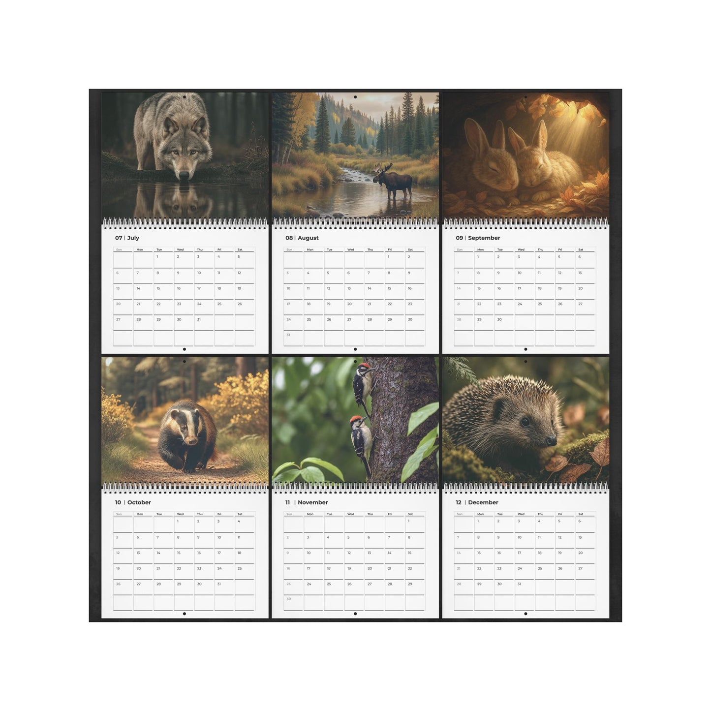 2026 Woodland Creatures Wall Calendar: Brown Monthly Planner with Forest Wildlife Art